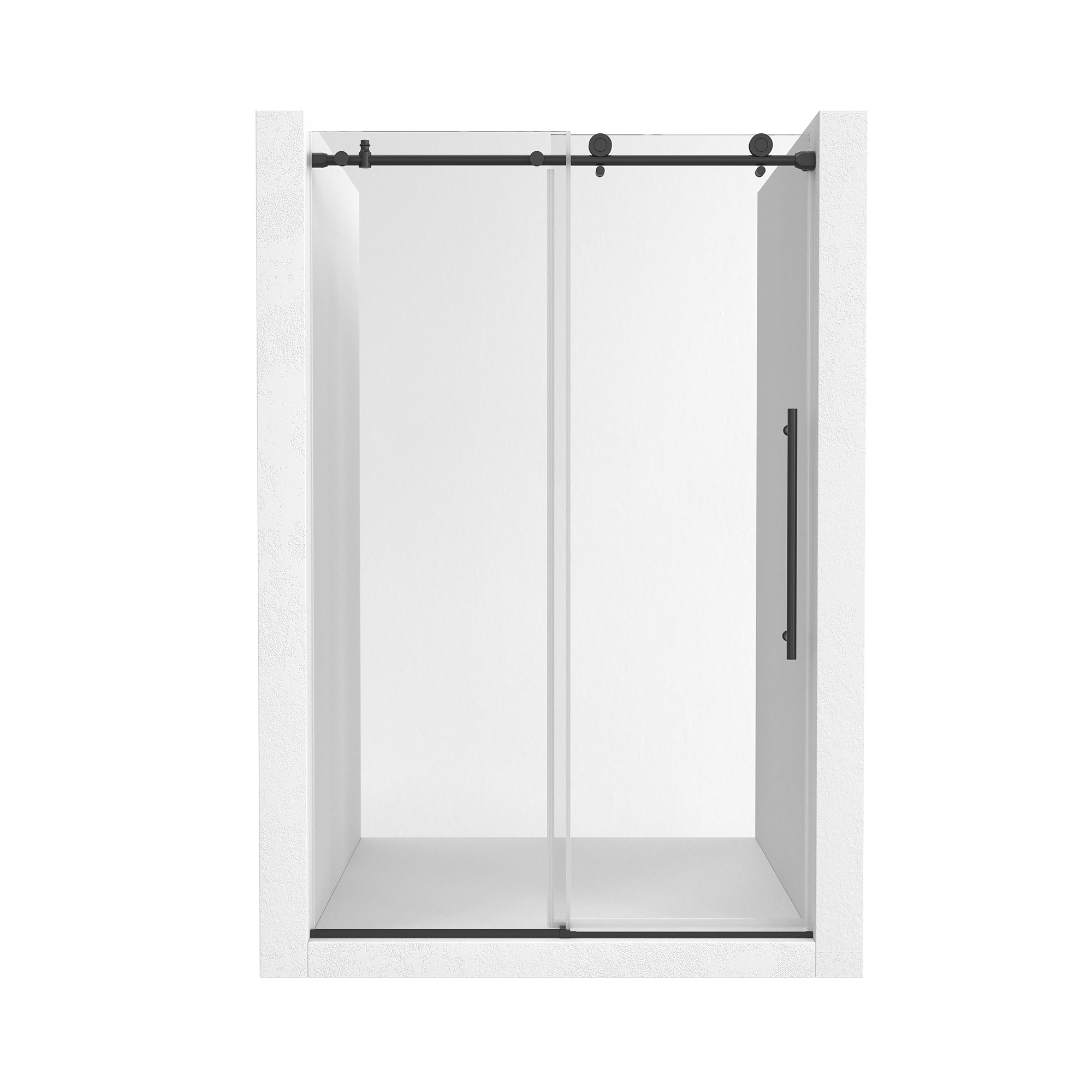 48"x76" Frameless Single Sliding Shower Door in Matte Black/Brushed Nickel/Chrome, Tempered Safety Glass and Reversible Installation