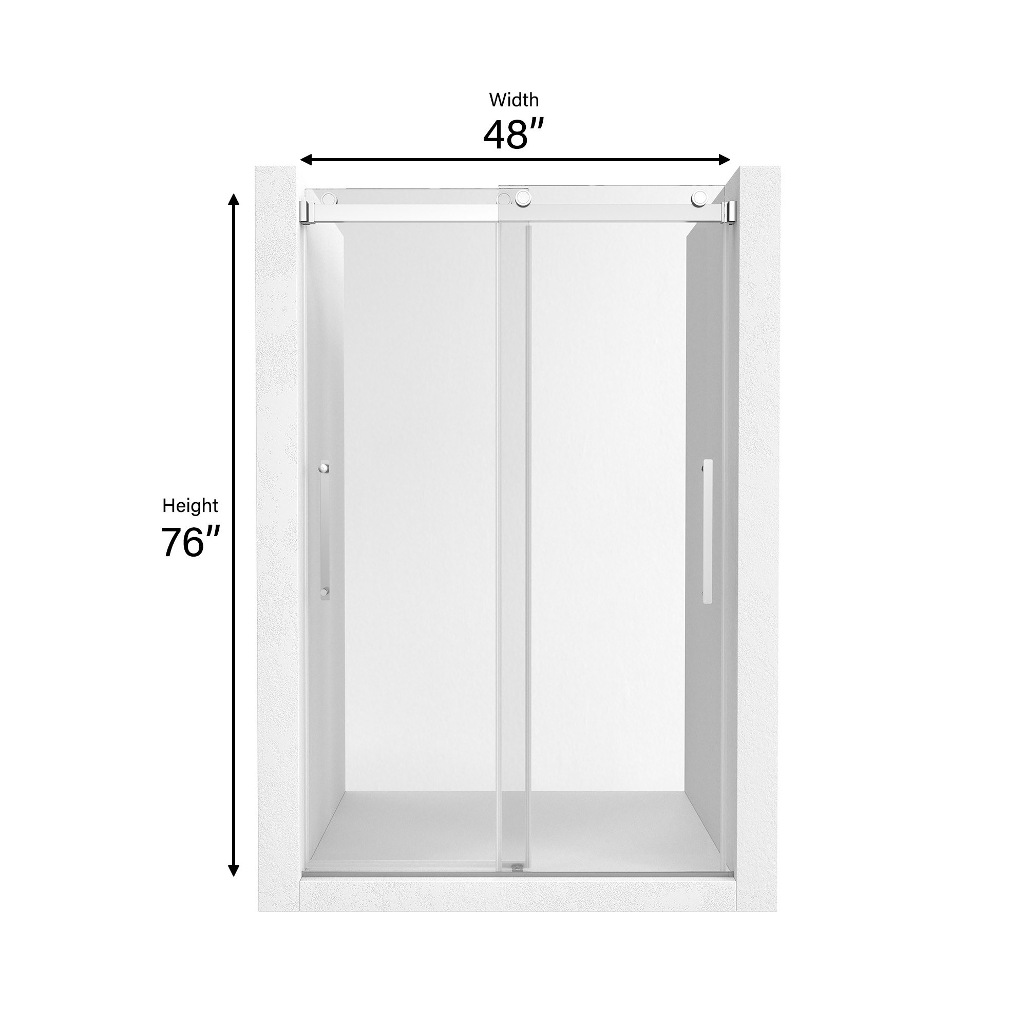 48"x76" Double Sliding Frameless Shower Door in Matte Black/Brushed Nickel/Chrome, Tempered Safety Glass and Reversible Installation