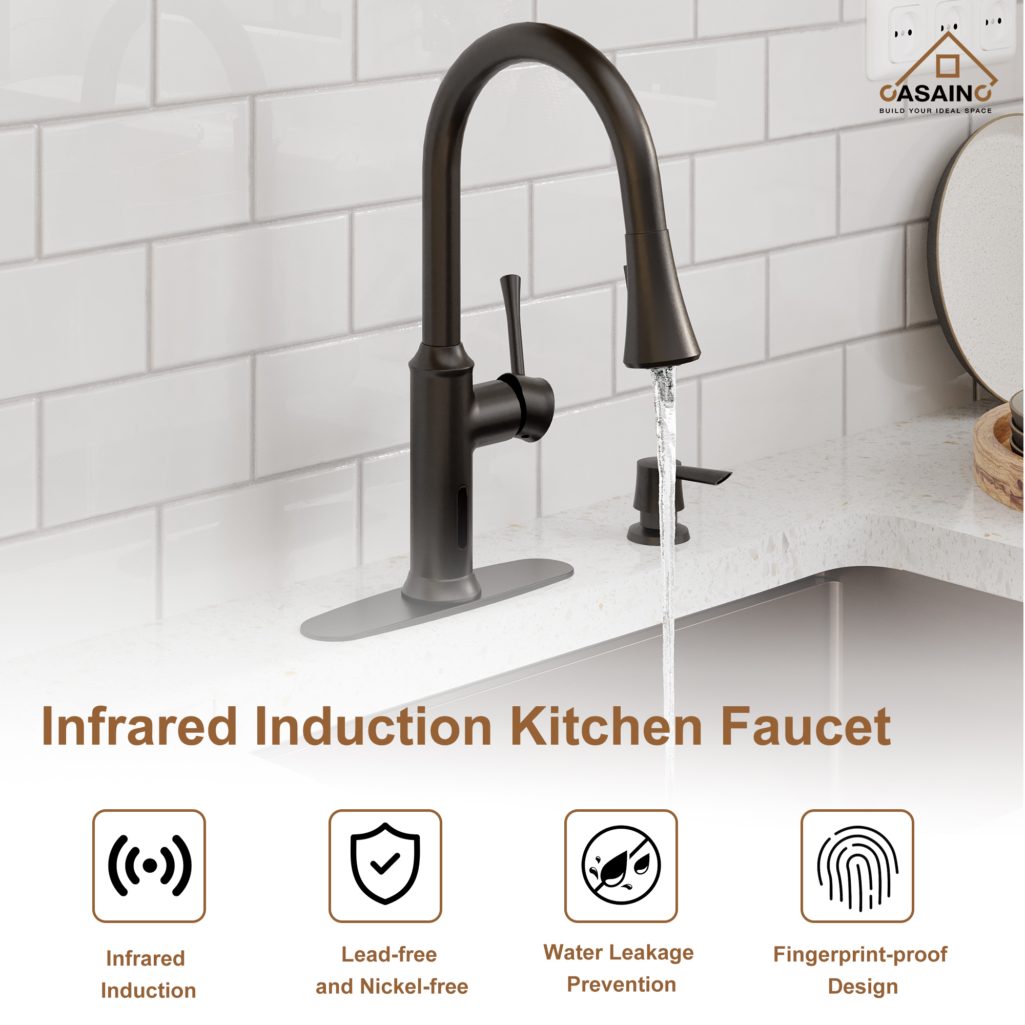 Smart Voice-Controlled Kitchen Faucet with Pull Down Sprayer and Touchless Technology