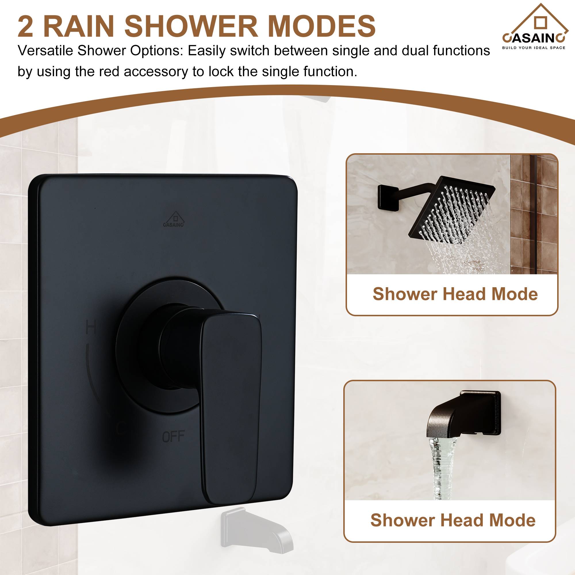 Single Handle 2-Function Tub and Shower Faucet 1.8 GPM in Spot Defense Matte Black