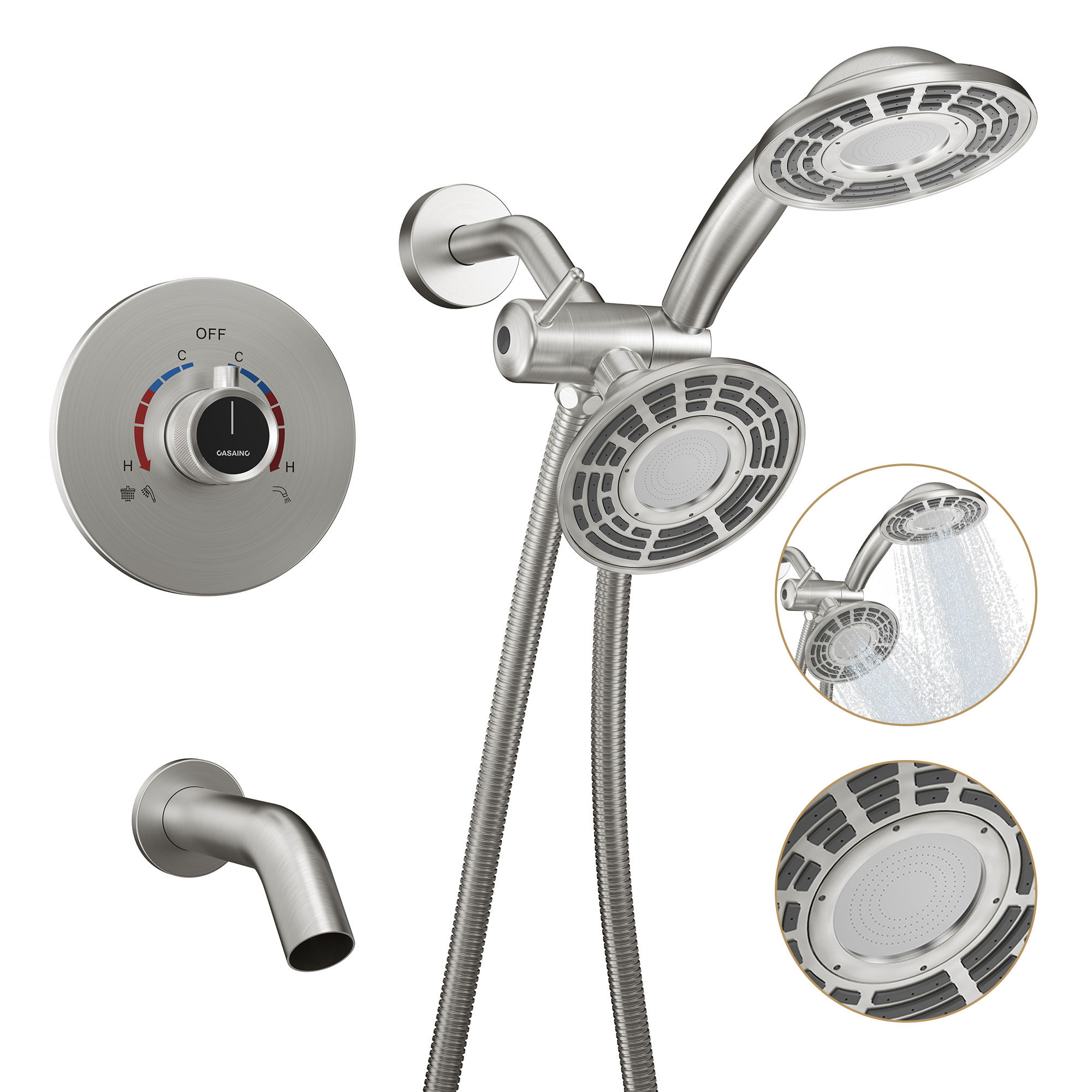 5-inch 3-Function Shower Faucet with Handheld & Tub Spout