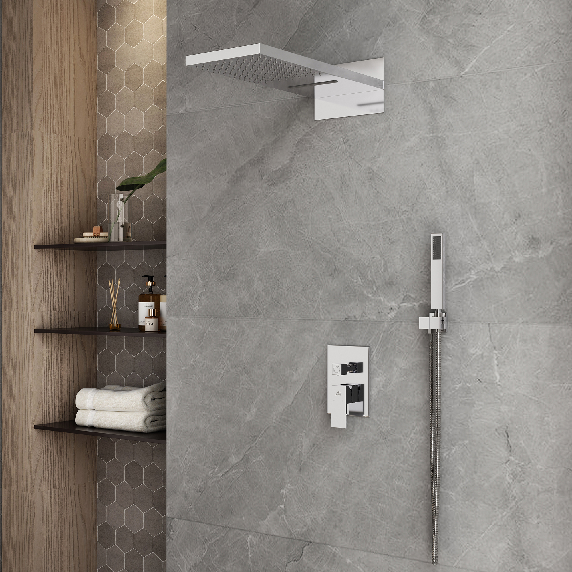 22" Wall Mounted Stainless Steel Shower Systems With Handheld Shower