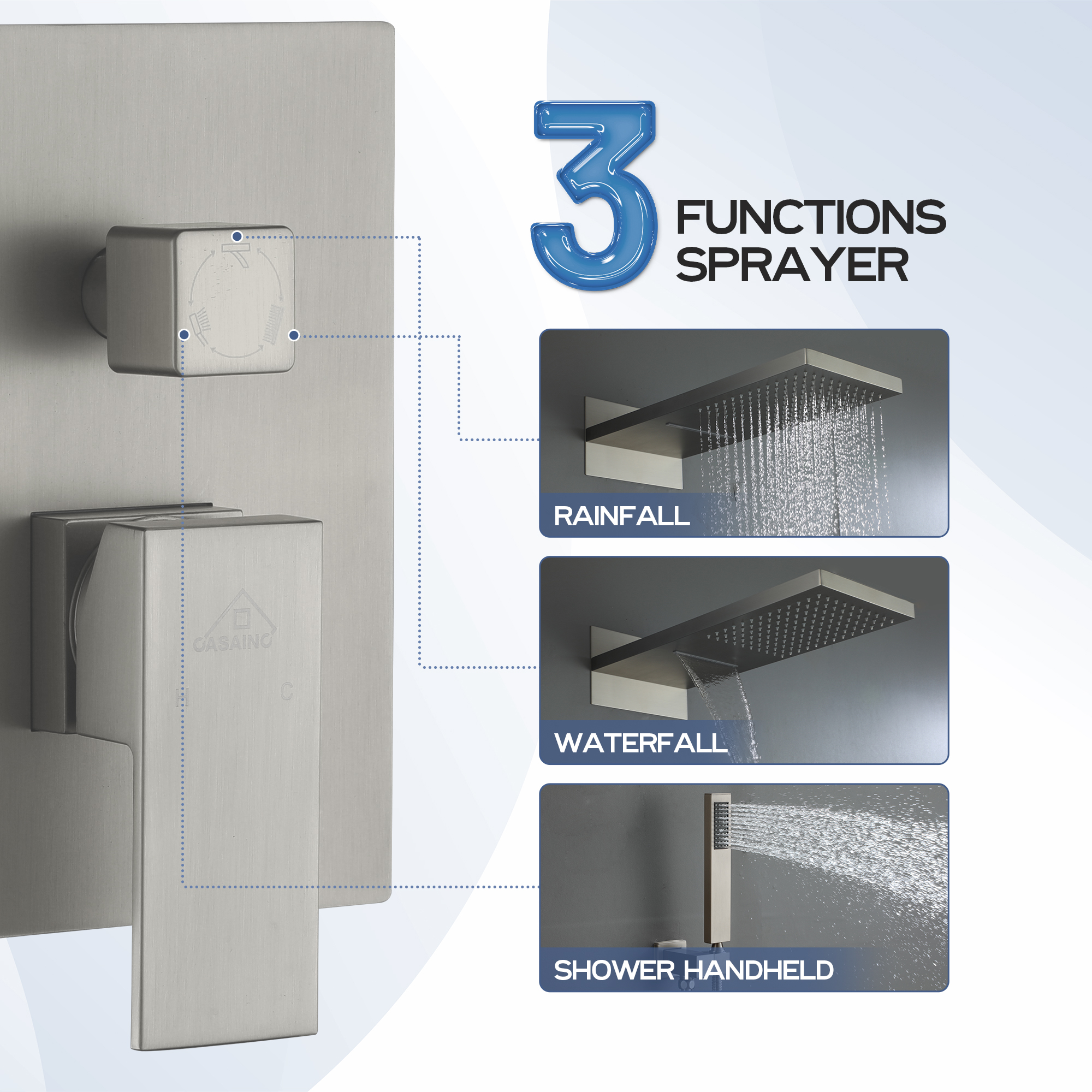 22" Wall Mounted Stainless Steel Shower Systems With Handheld Shower