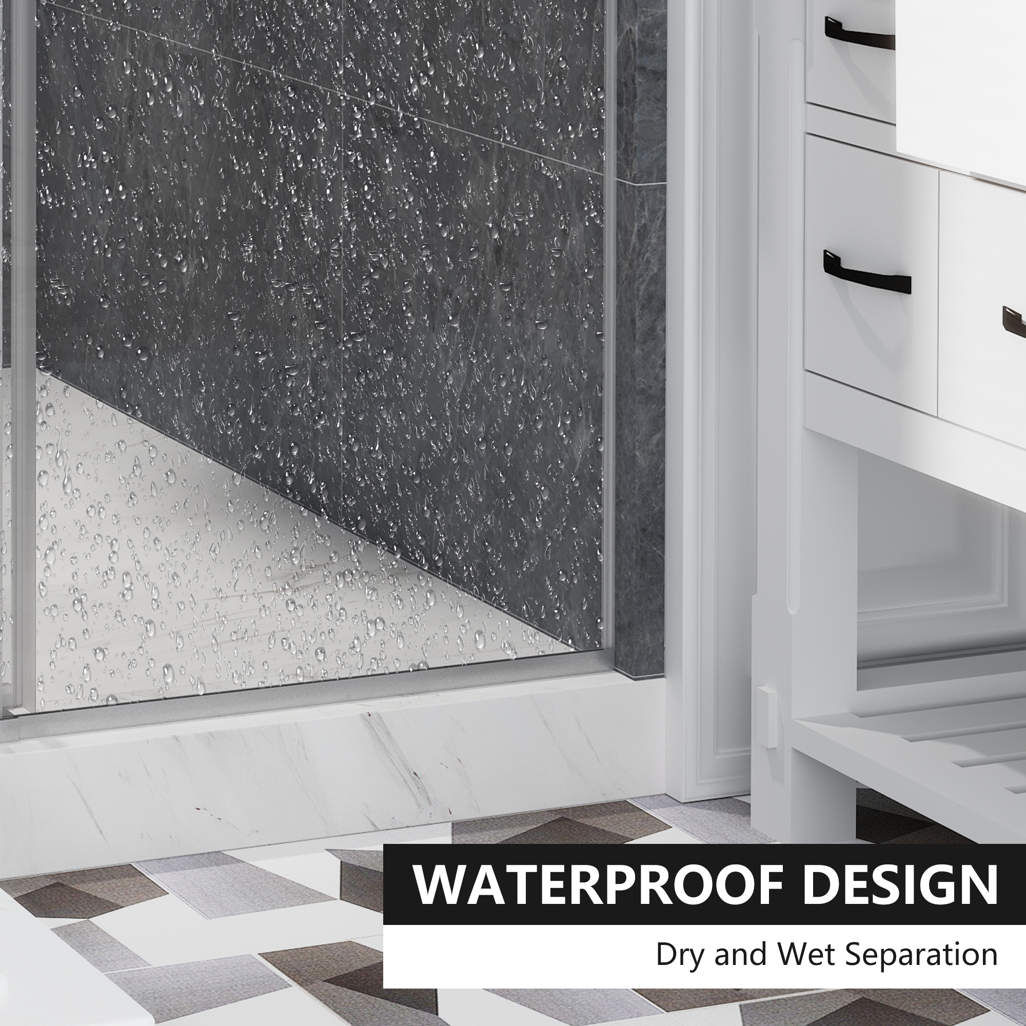 48"x76" Frameless Single Sliding Shower Door with Tempered Safety Glass and Reversible Installation