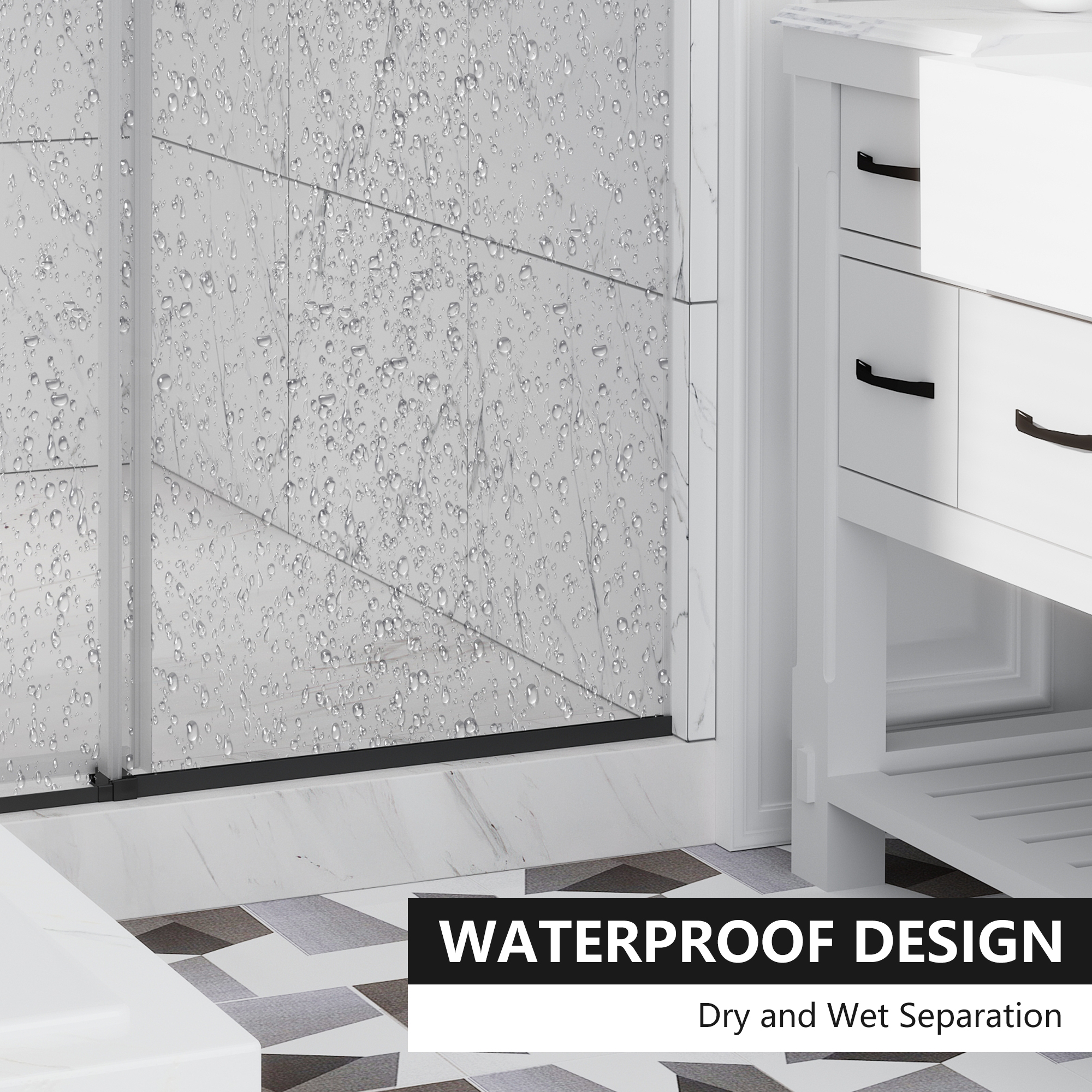 48"x76" Frameless Single Sliding Shower Door with Tempered Safety Glass and Reversible Installation