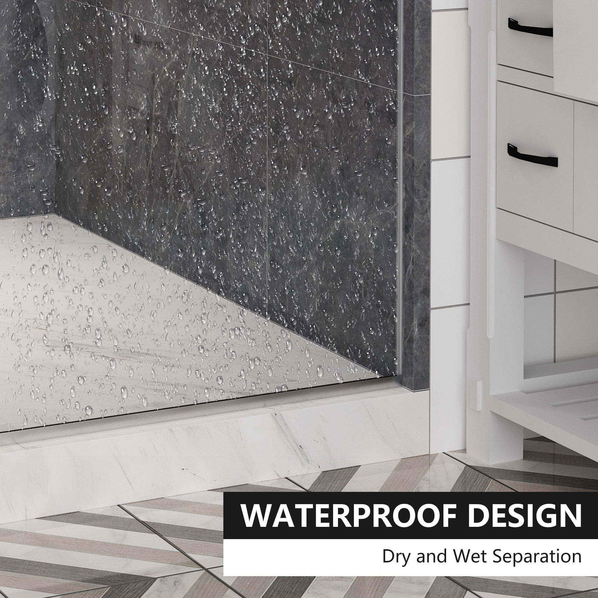 60"x76" Frameless Single Sliding  Shower Door with Four Smooth Rollers