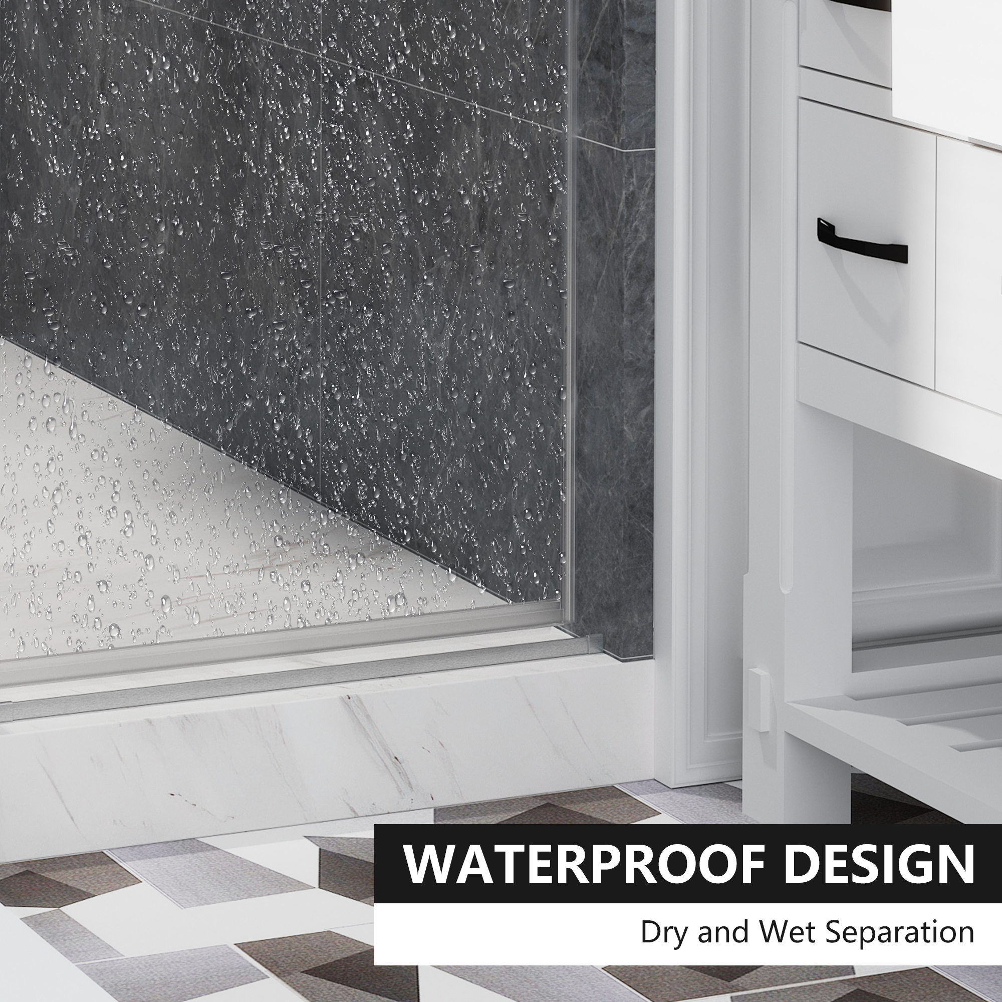 48"x76" Frameless Single Sliding Shower Door Matte Black/Brushed Nickel/Chrome, Reversible Installation