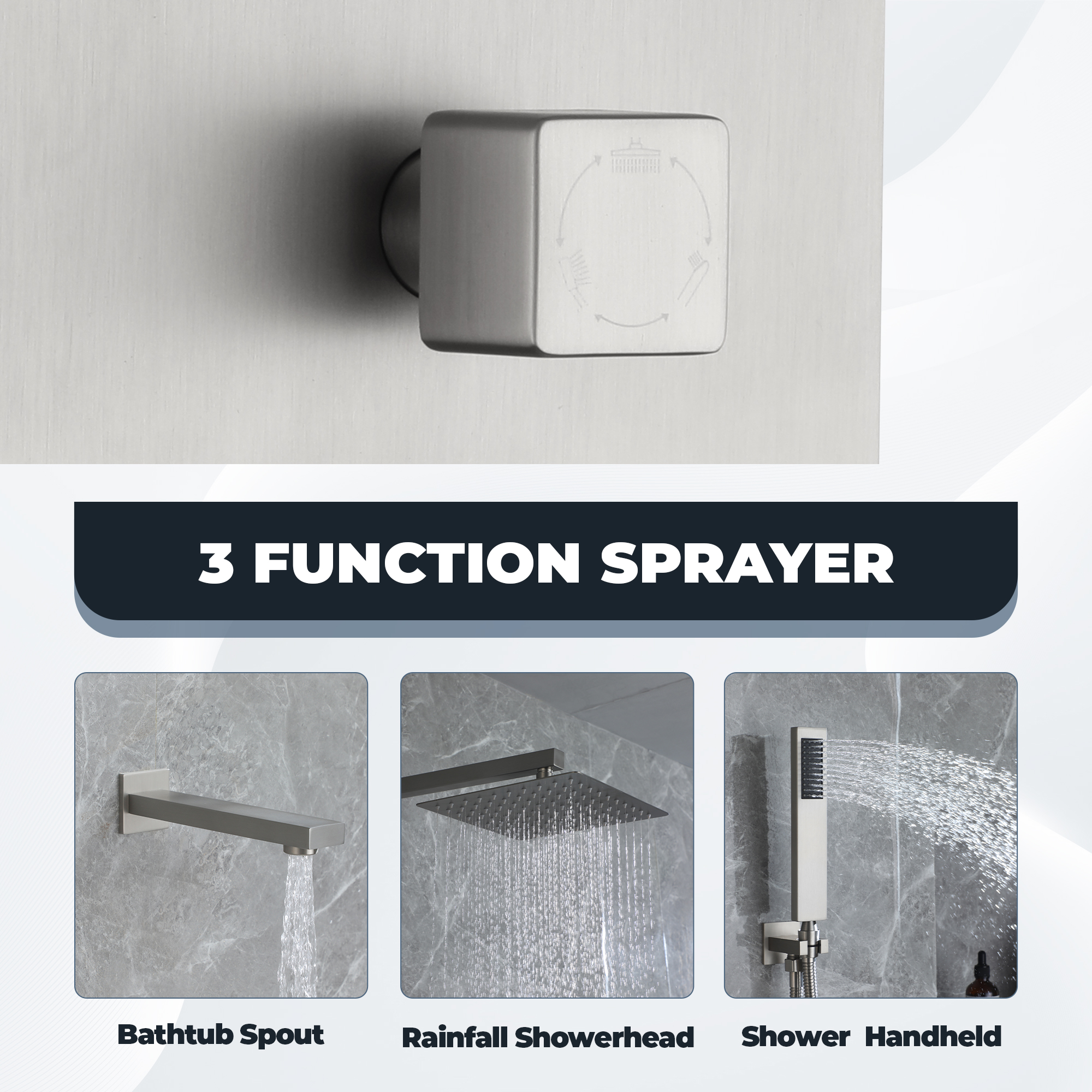 10" Wall Mounted Dual Shower Heads Shower System With Tub Spout 