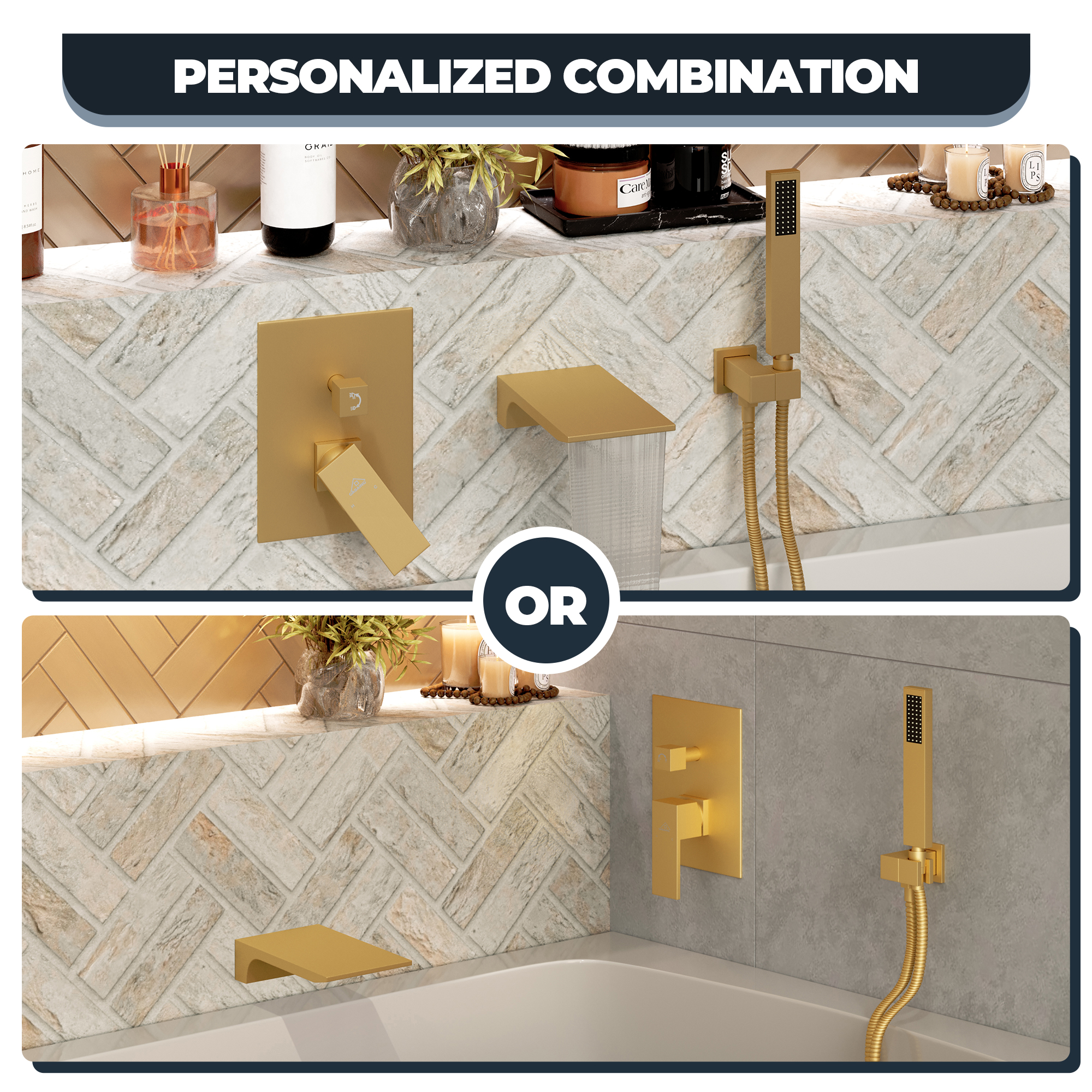 Wall Mounted Bathtub Faucet Set With Handheld Shower Head