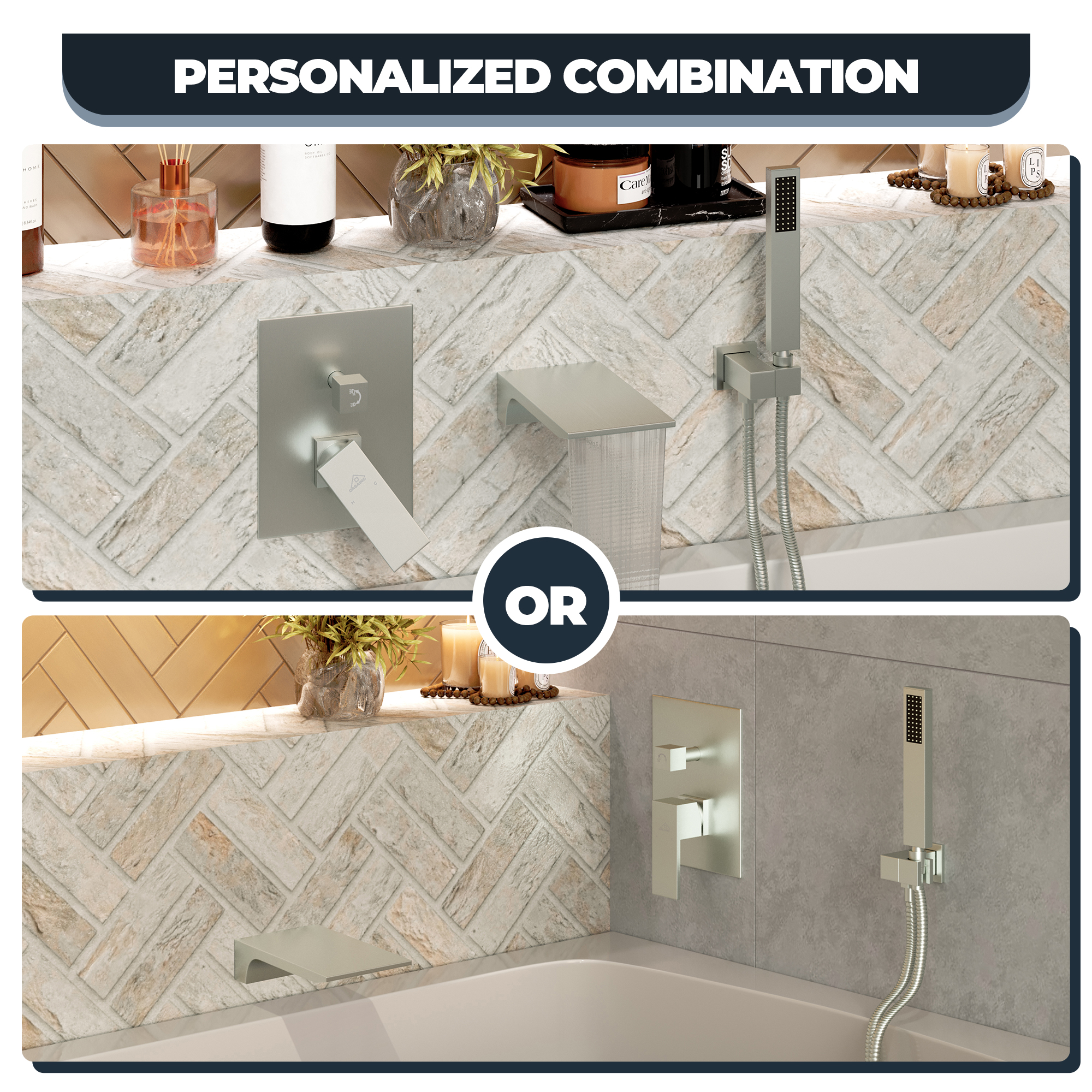 Wall Mounted Bathtub Faucet Set With Handheld Shower Head