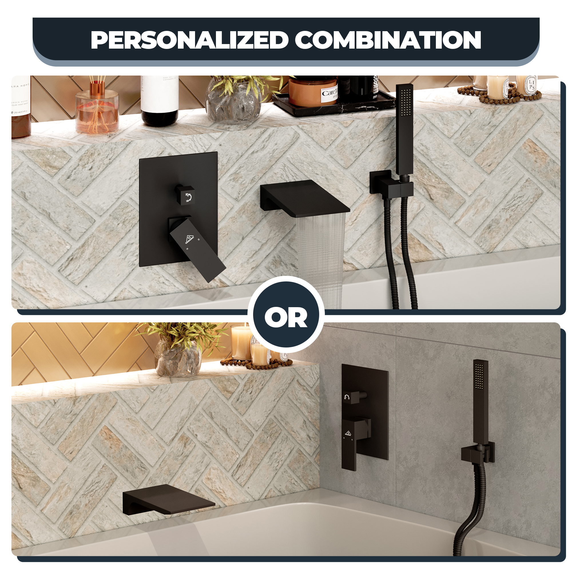 Wall Mounted Bathtub Faucet Set With Handheld Shower Head