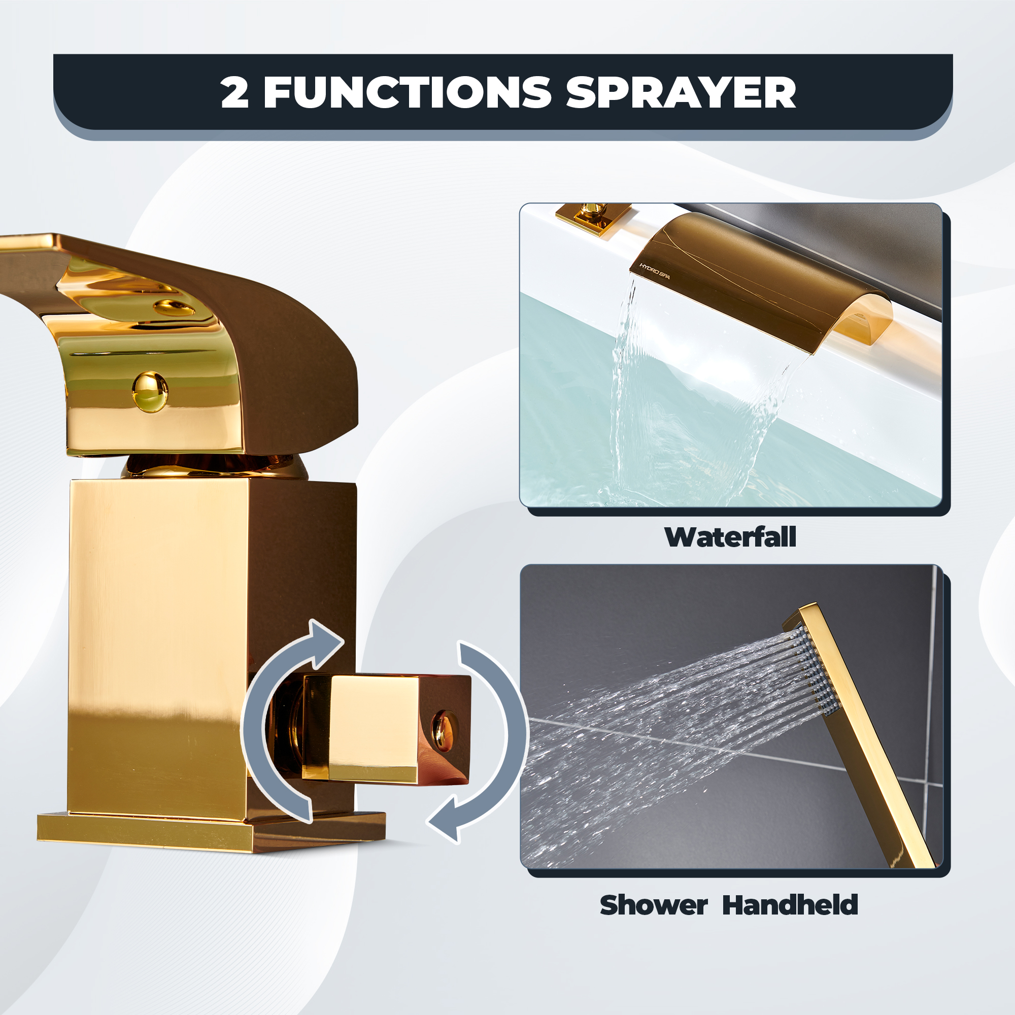 Waterfall Tub Faucet with Handheld Shower Head for Bathtub