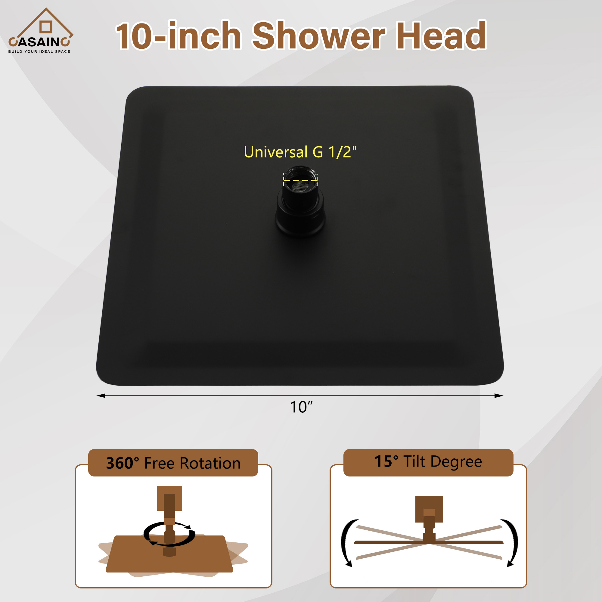 10"/12" Rain Shower Head Stainless Steel Square Showerhead