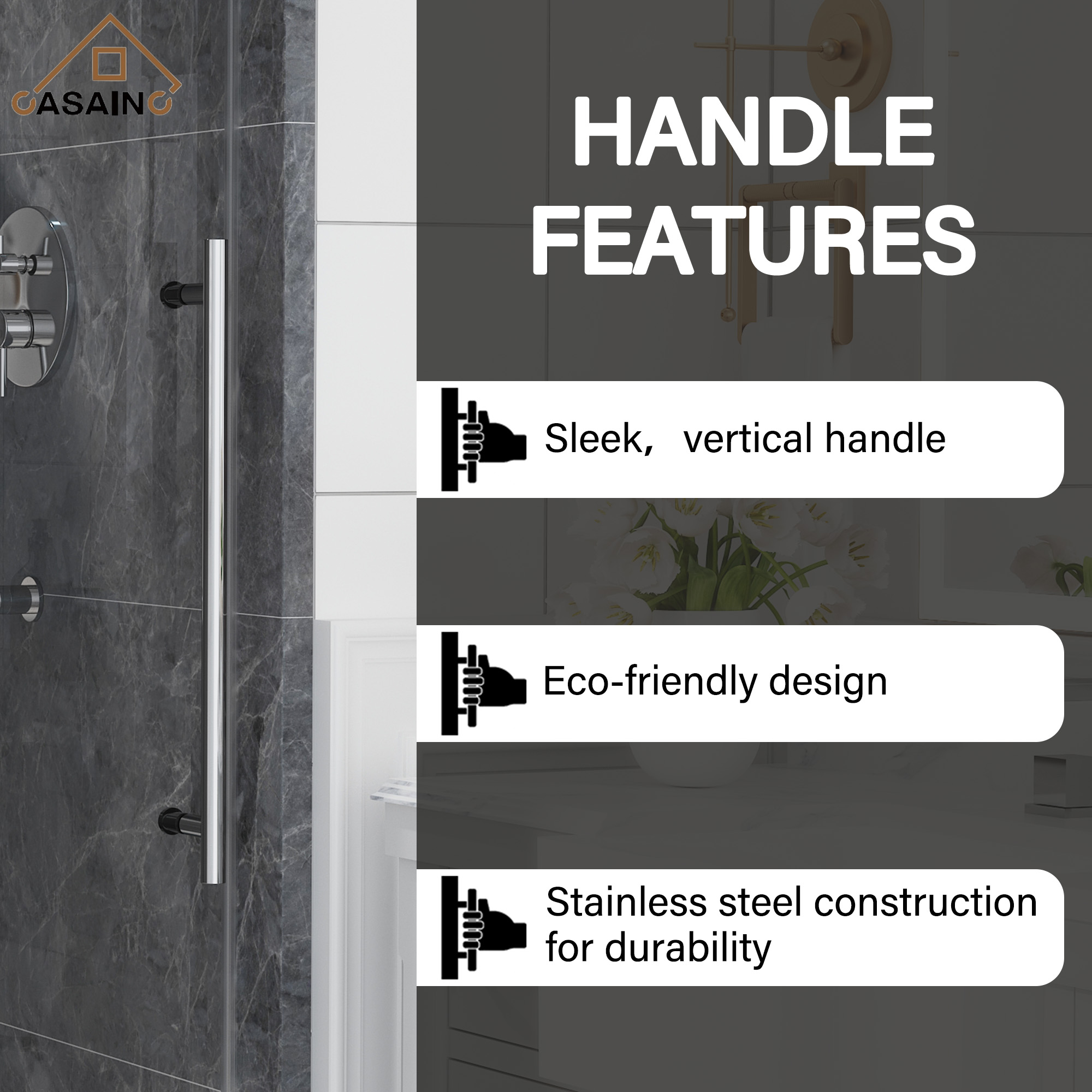 48"x76" Frameless Single Sliding Shower Door in Matte Black/Brushed Nickel/Chrome, Reversible Installation
