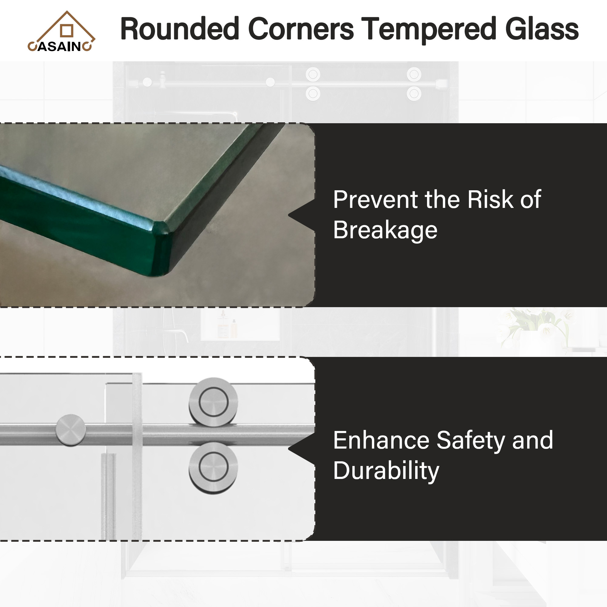 48"x76" Frameless Single Sliding Shower Door in Matte Black/Brushed Nickel/Chrome, Reversible Installation