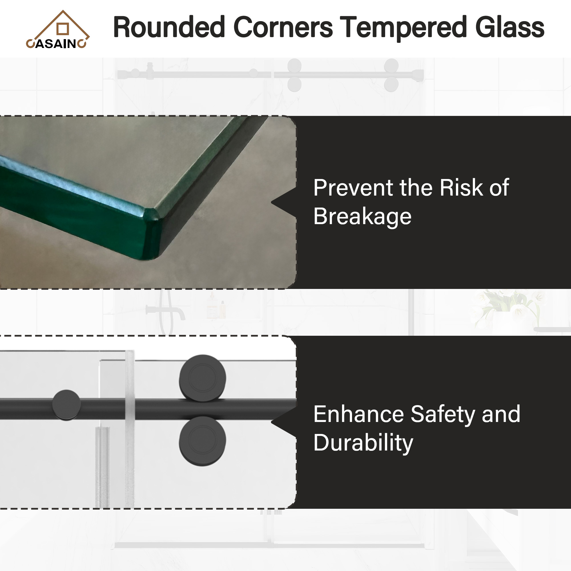 48"x76" Frameless Single Sliding Shower Door in Matte Black/Brushed Nickel/Chrome, Reversible Installation