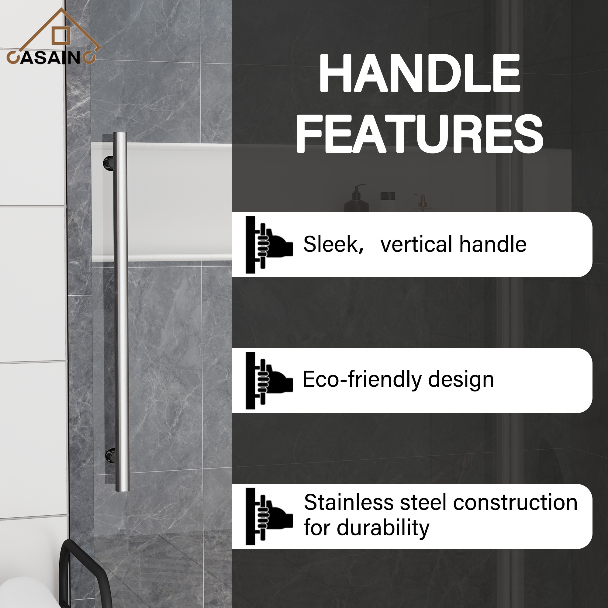 60"x76" Single Sliding Frameless Shower Door in Matte Black/Brushed Nickel/Chrome, 5/16" Thick Tempered Glass with SGCC Certification, Reversible Design