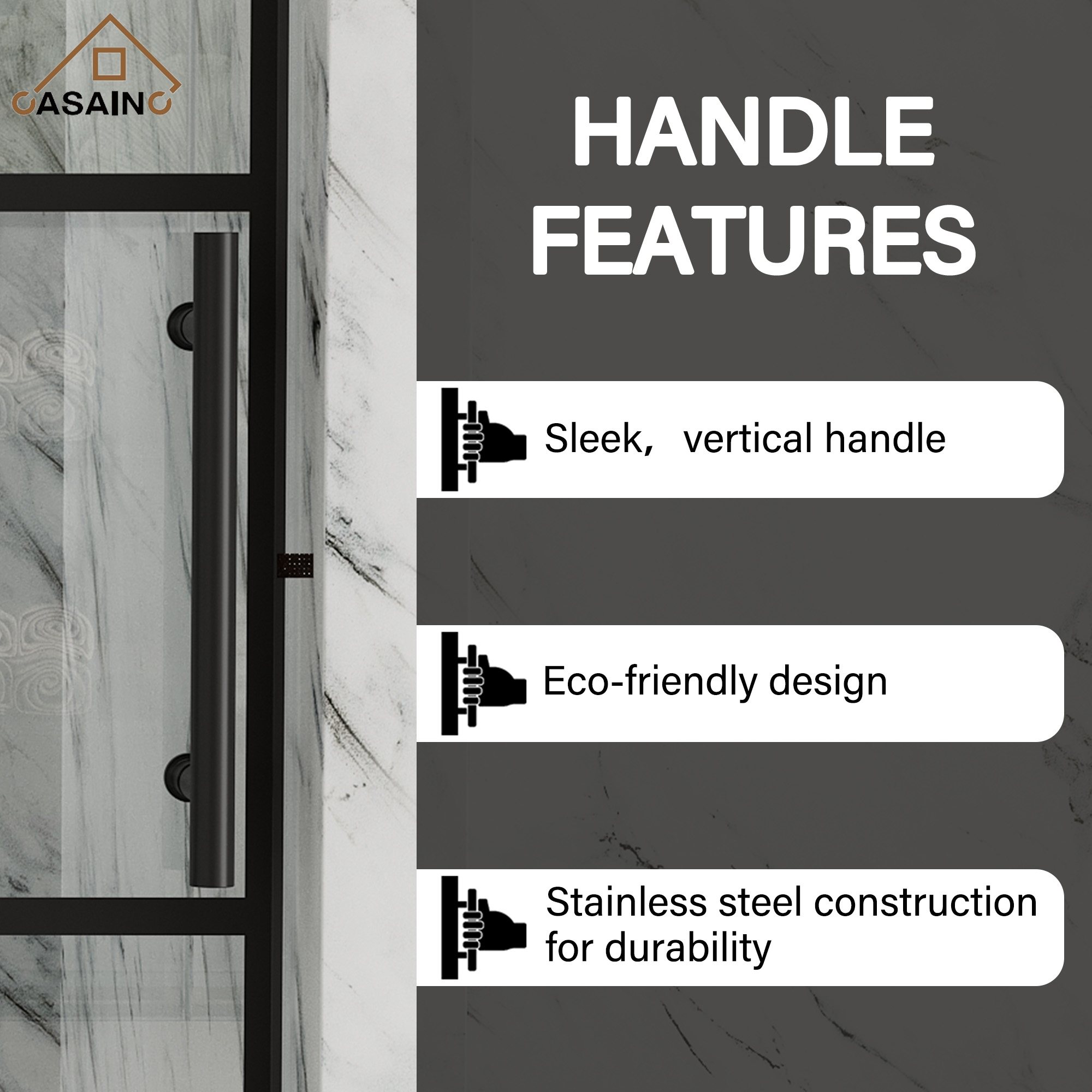 48"x76"/60"x76" Silk-Screen Frameless Single Sliding Shower Door in Matte Black, Black Grid Pattern Design, Irreversible Installation