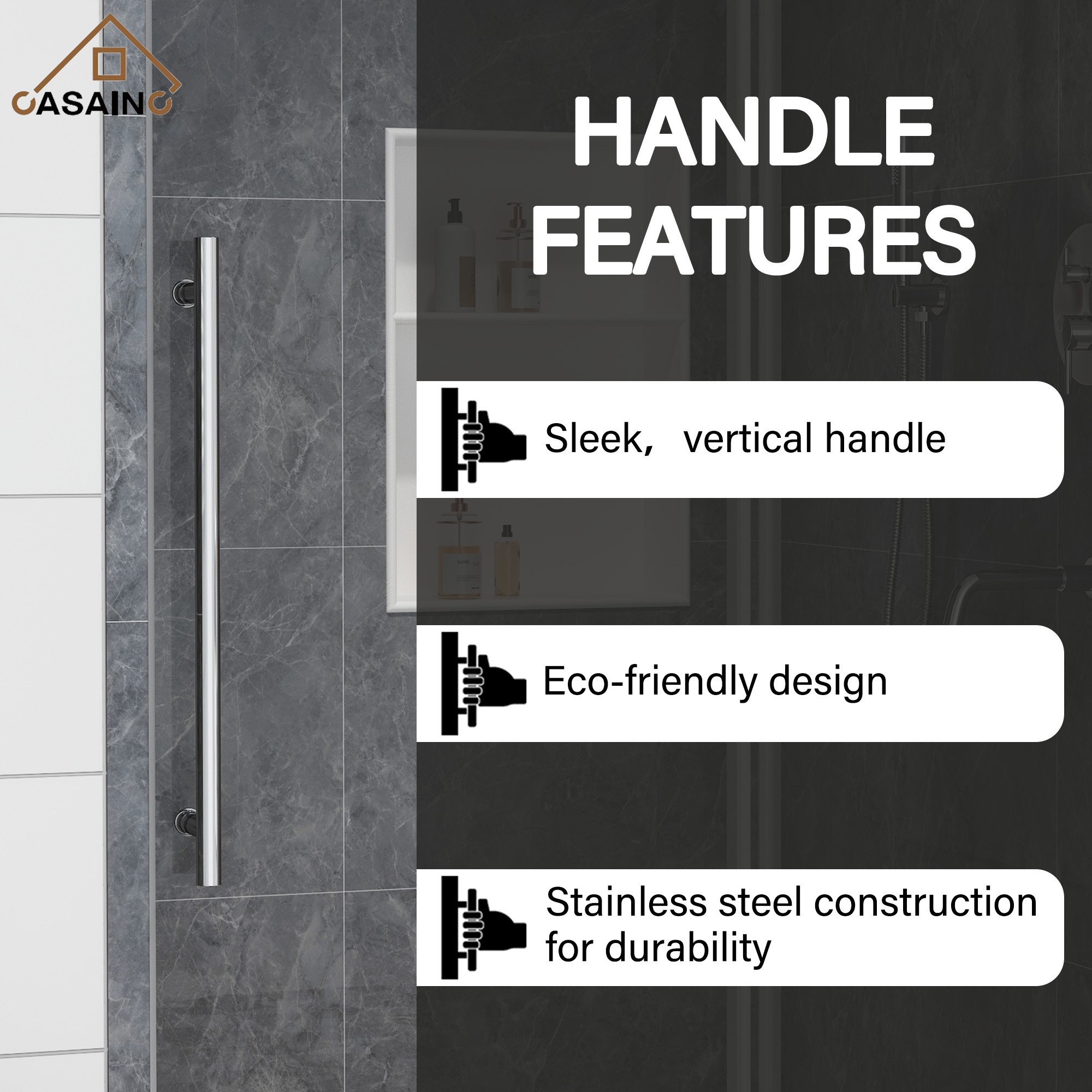 48"x76" Frameless Single Sliding Shower Door in Matte Black/Brushed Nickel/Chrome, Tempered Safety Glass and Reversible Installation