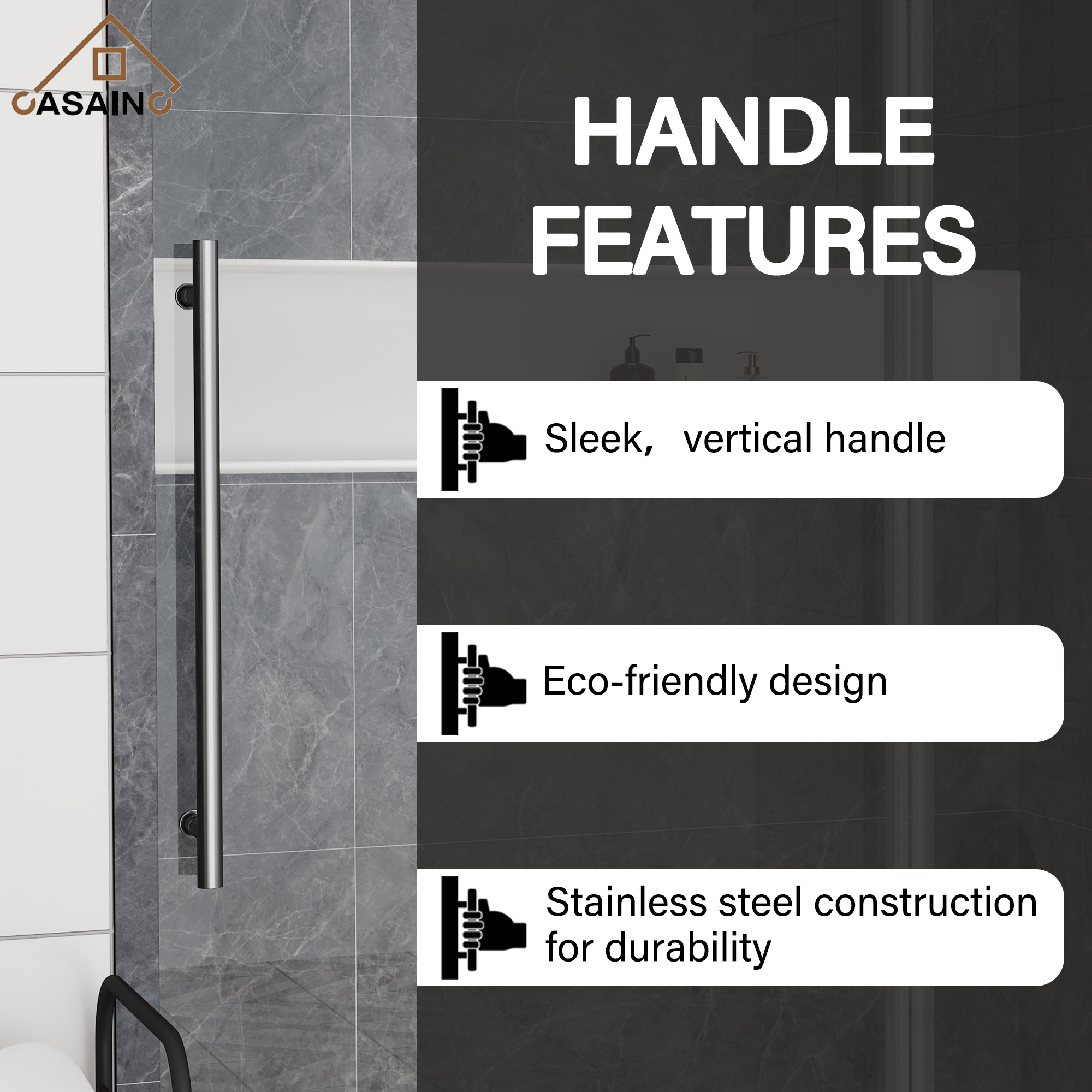 60"x76" Single Sliding Frameless Shower Door in Matte Black/Brushed Nickel/Chrome, Stainless Steel Wheels featuring an Anti-Skid Design