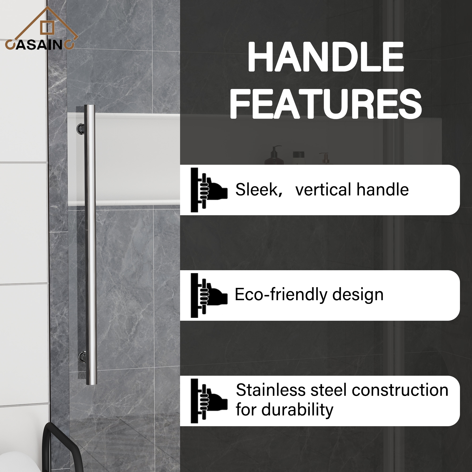 60"x76" Single Sliding Frameless Shower Door in Matte Black/Brushed Nickel/Chrome, Stainless Steel Wheels featuring an Anti-Skid Design