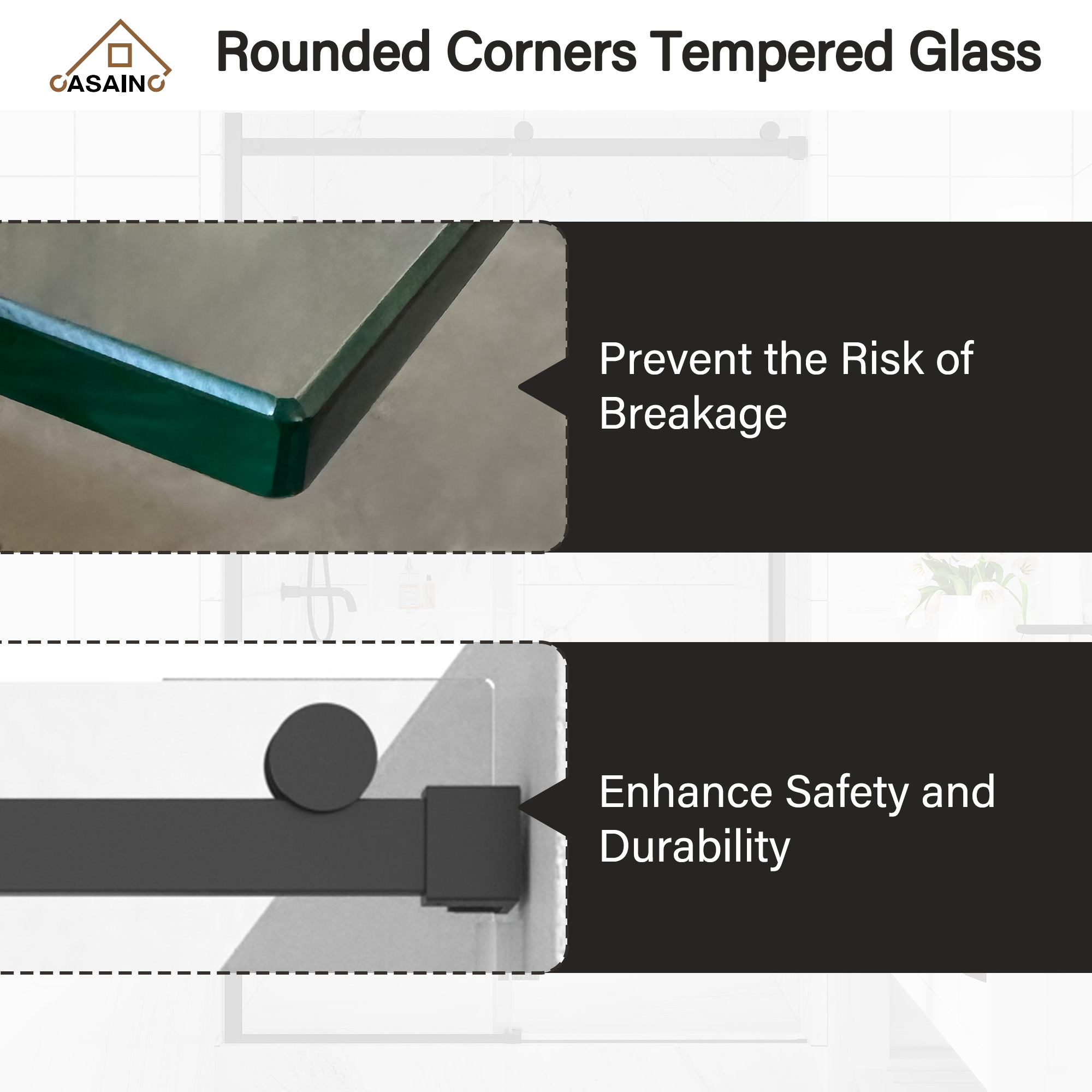 48"x76" Sleek Frameless Single Sliding Shower Door in Matte Black/Brushed Nickel/Chrome with Anti-jump Technology