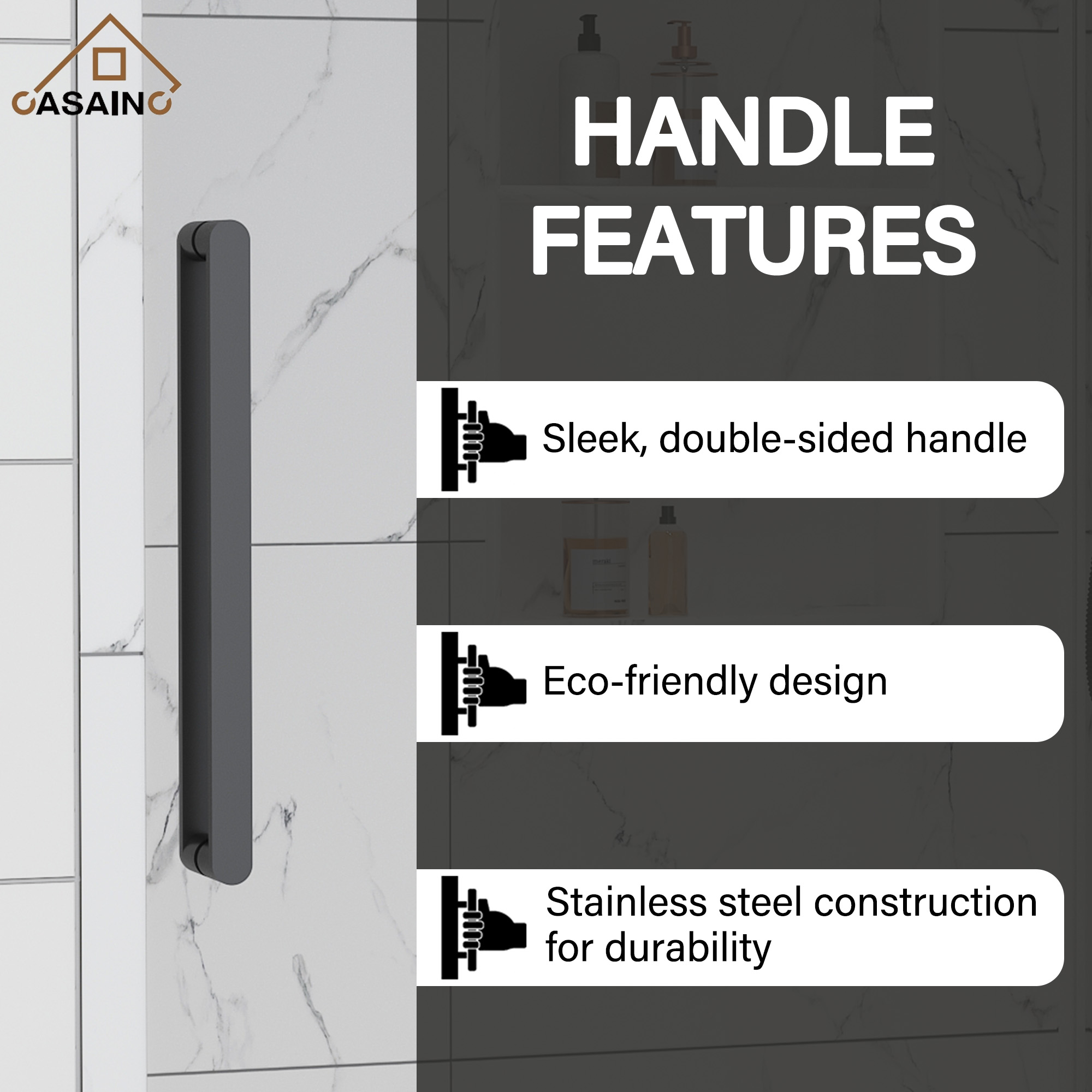 48"x76" Sleek Frameless Single Sliding Shower Door in Matte Black/Brushed Nickel/Chrome with Anti-jump Technology