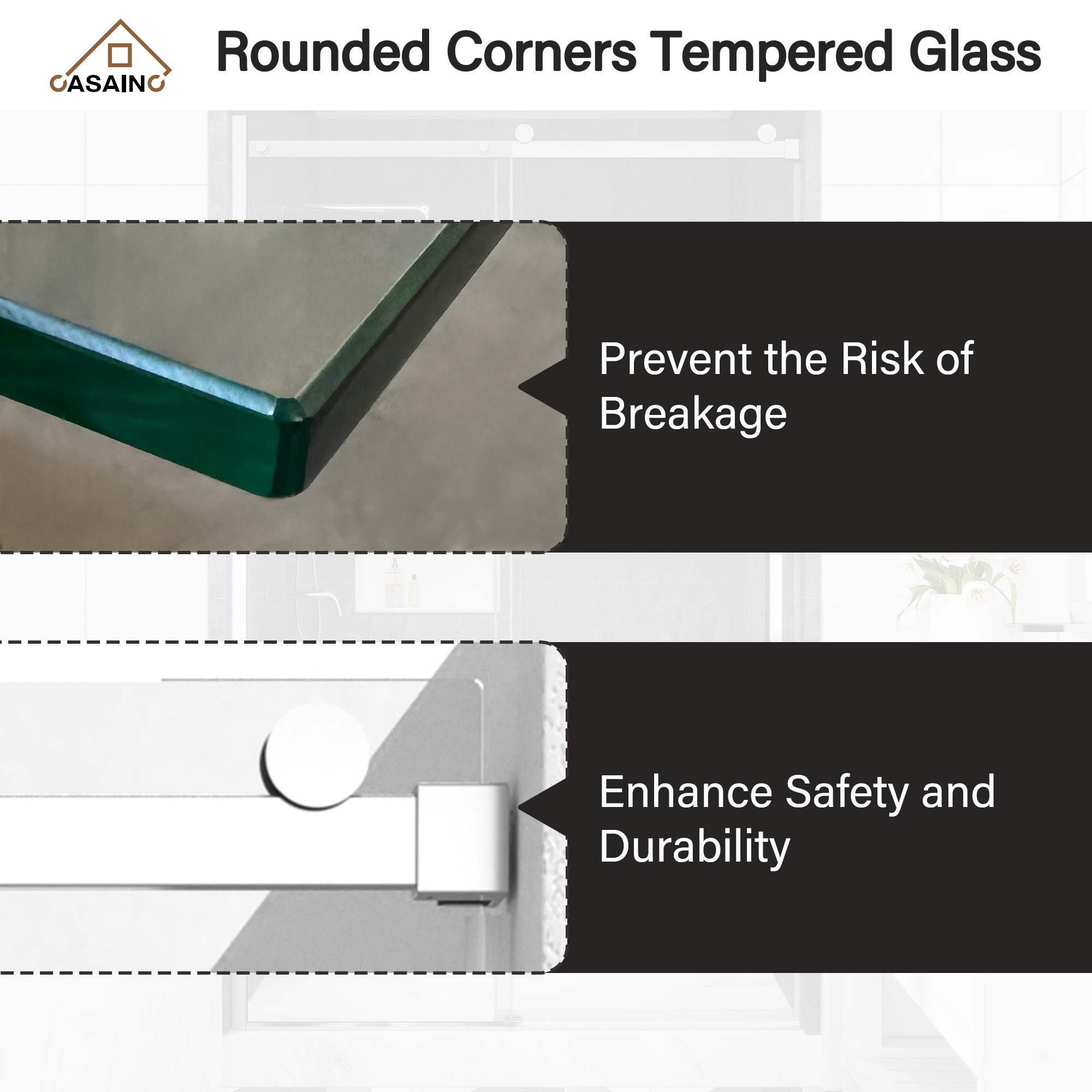 48"x76" Sleek Frameless Single Sliding Shower Door in Matte Black/Brushed Nickel/Chrome with Anti-jump Technology