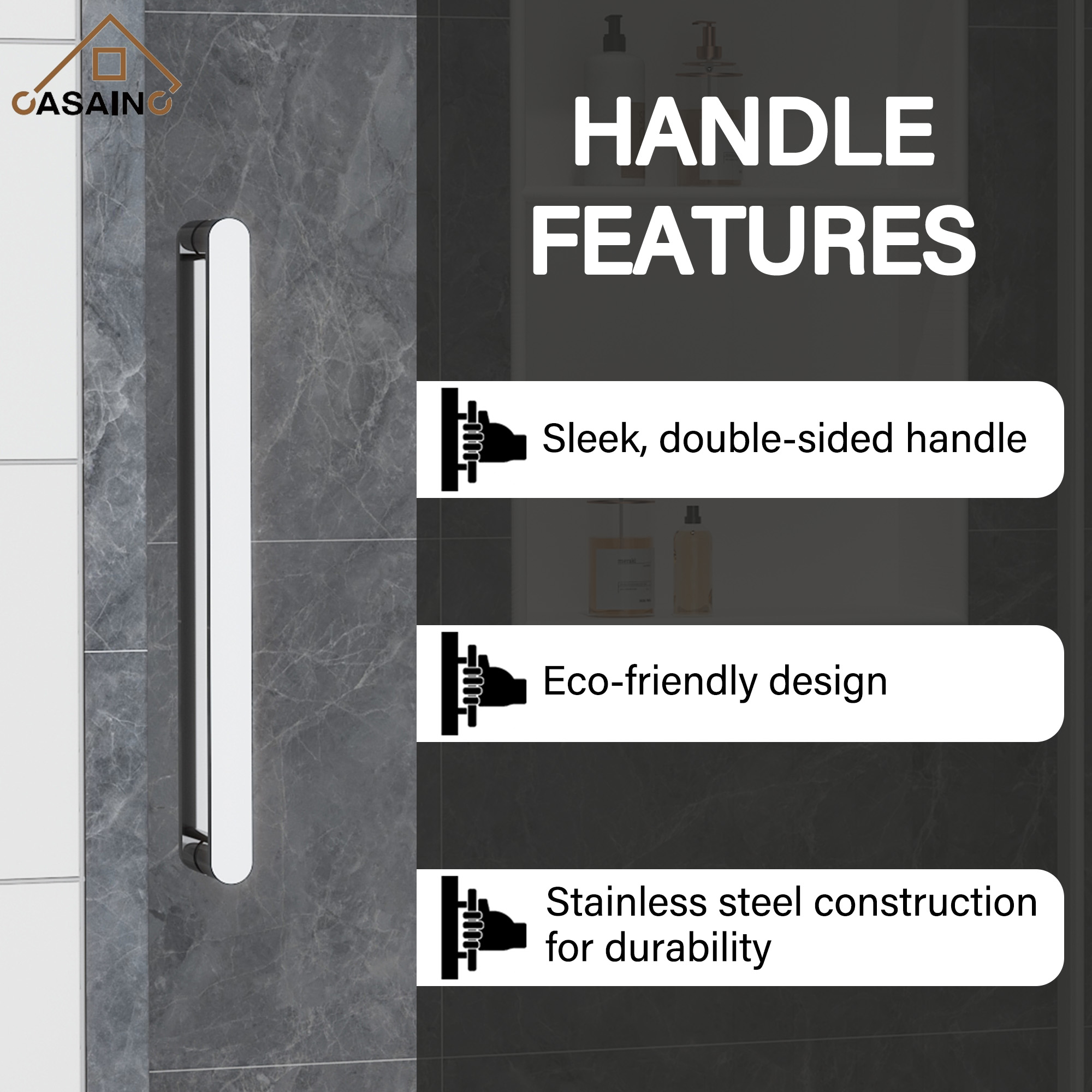 48"x76" Sleek Frameless Single Sliding Shower Door in Matte Black/Brushed Nickel/Chrome with Anti-jump Technology