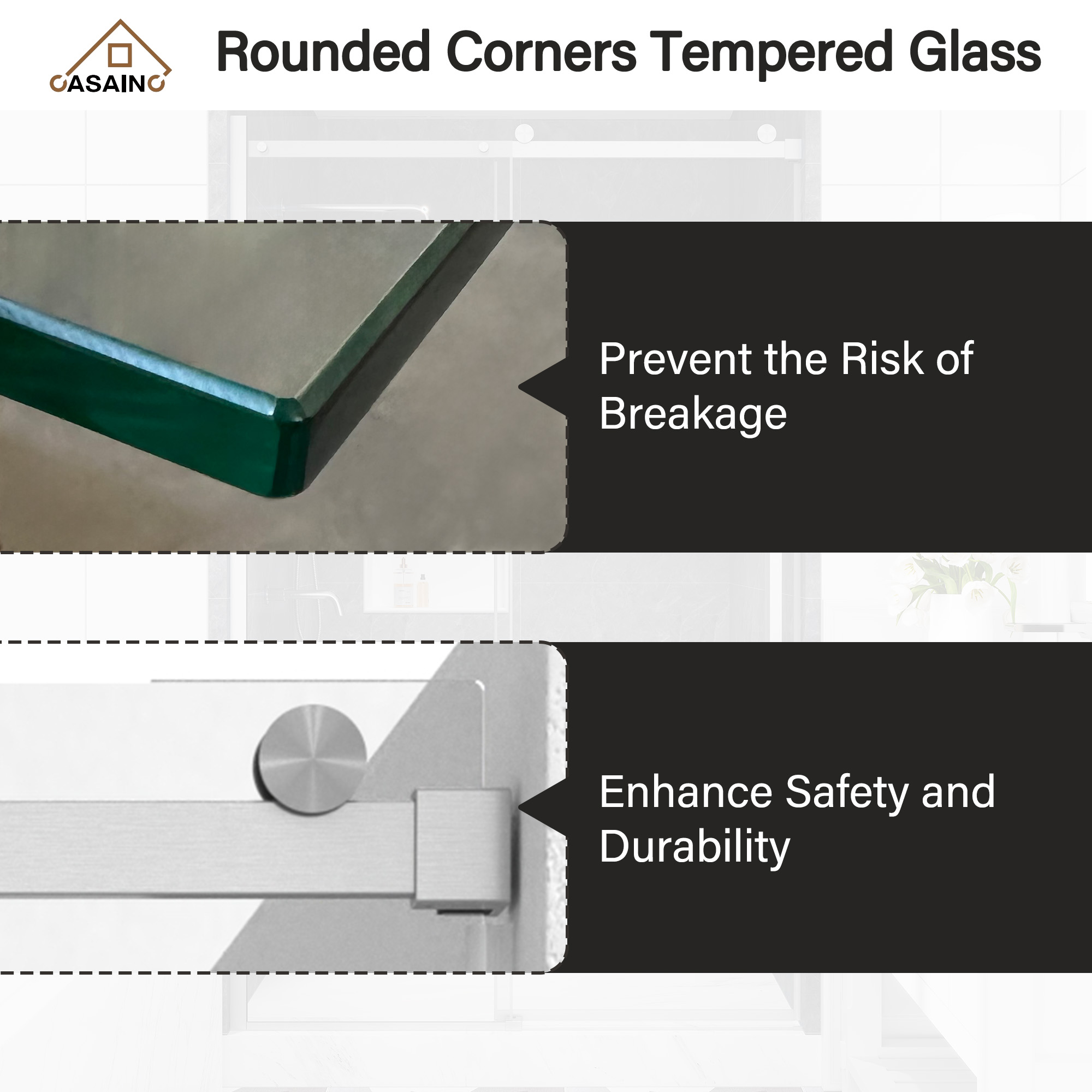 48"x76" Sleek Frameless Single Sliding Shower Door in Matte Black/Brushed Nickel/Chrome with Anti-jump Technology