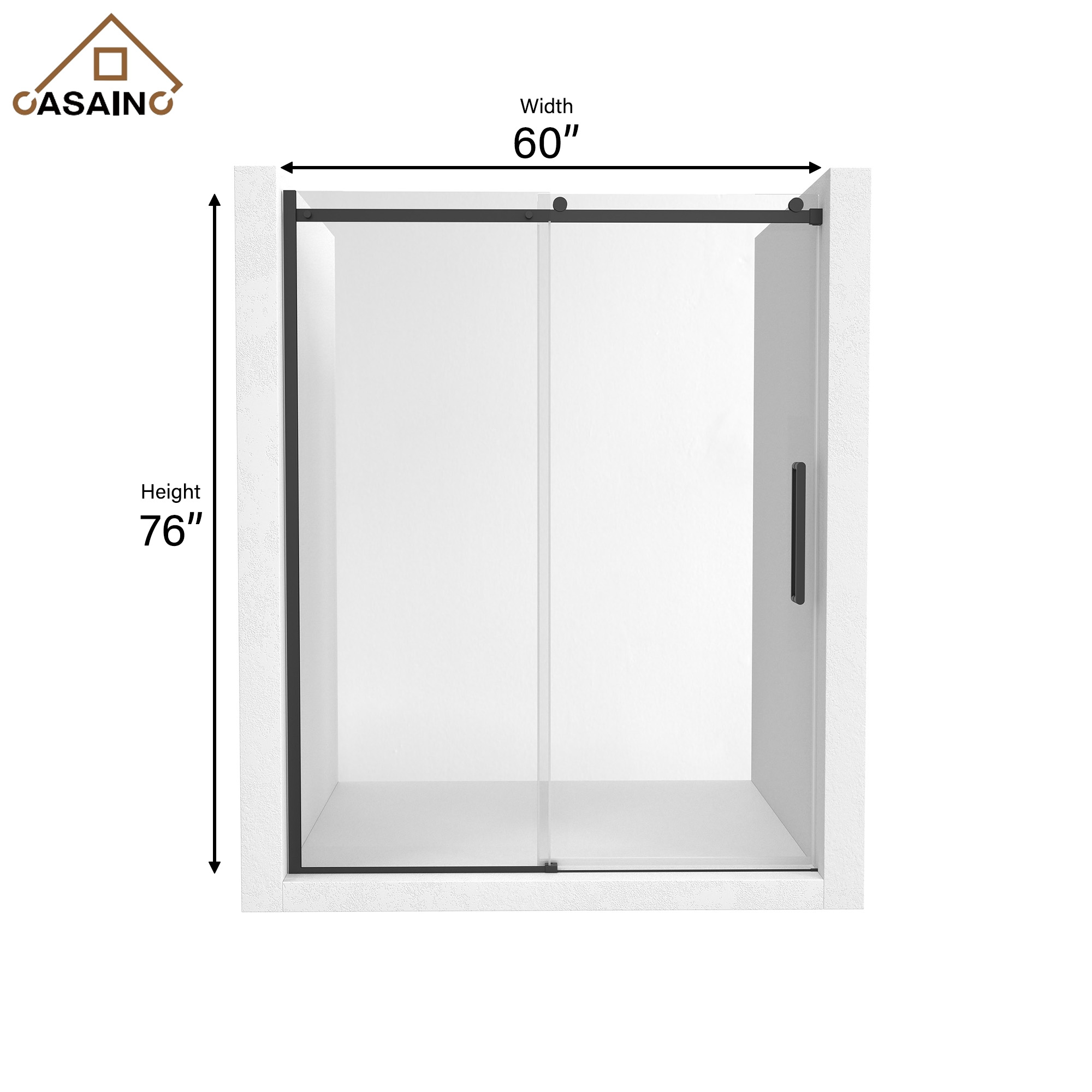 60"x76" Single Sliding Frameless Shower Door in Matte Black/Brushed Nickel/Chrome, Sleek Sliding Single Shower Enclosure Designed for Elegance