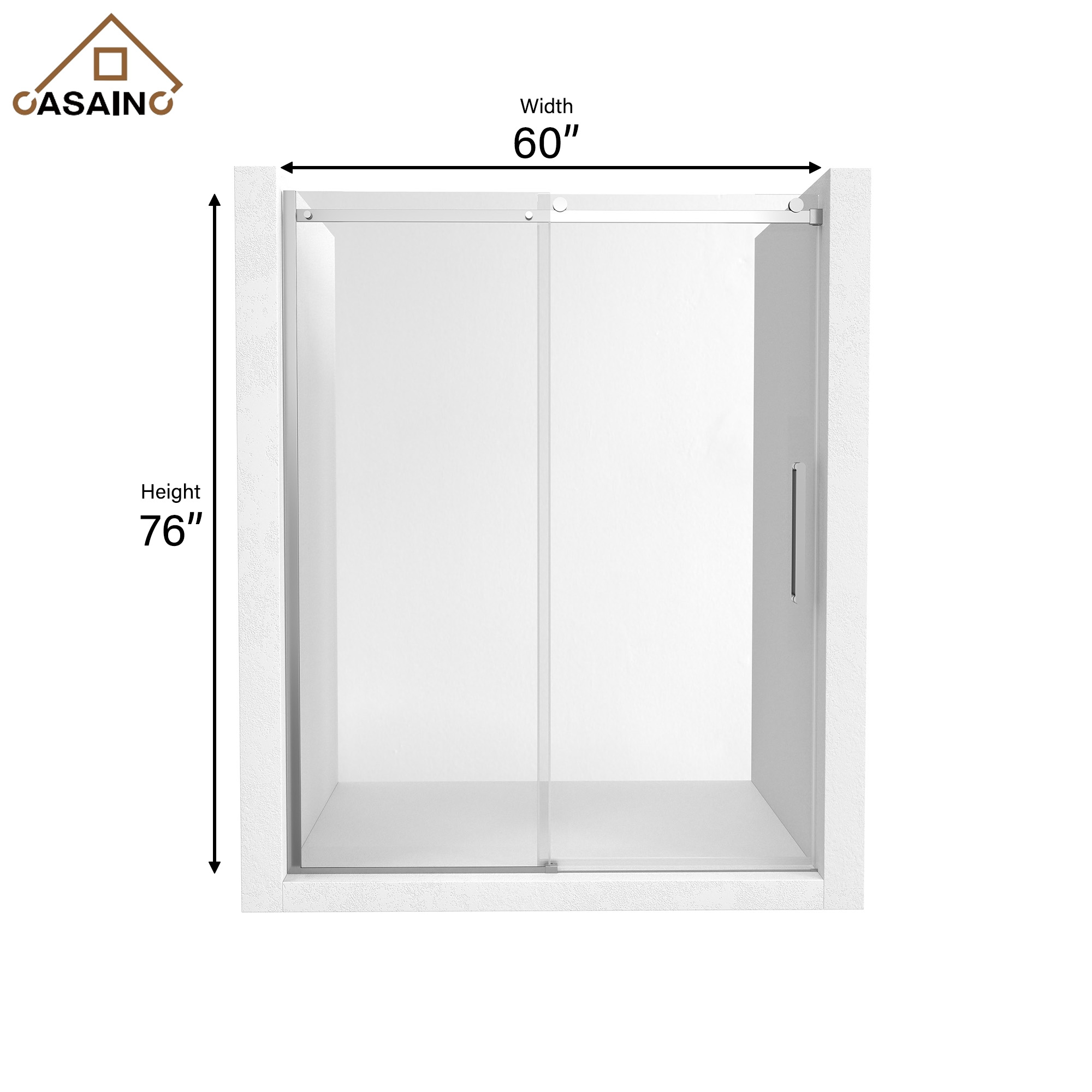 60"x76" Single Sliding Frameless Shower Door in Matte Black/Brushed Nickel/Chrome, Sleek Sliding Single Shower Enclosure Designed for Elegance