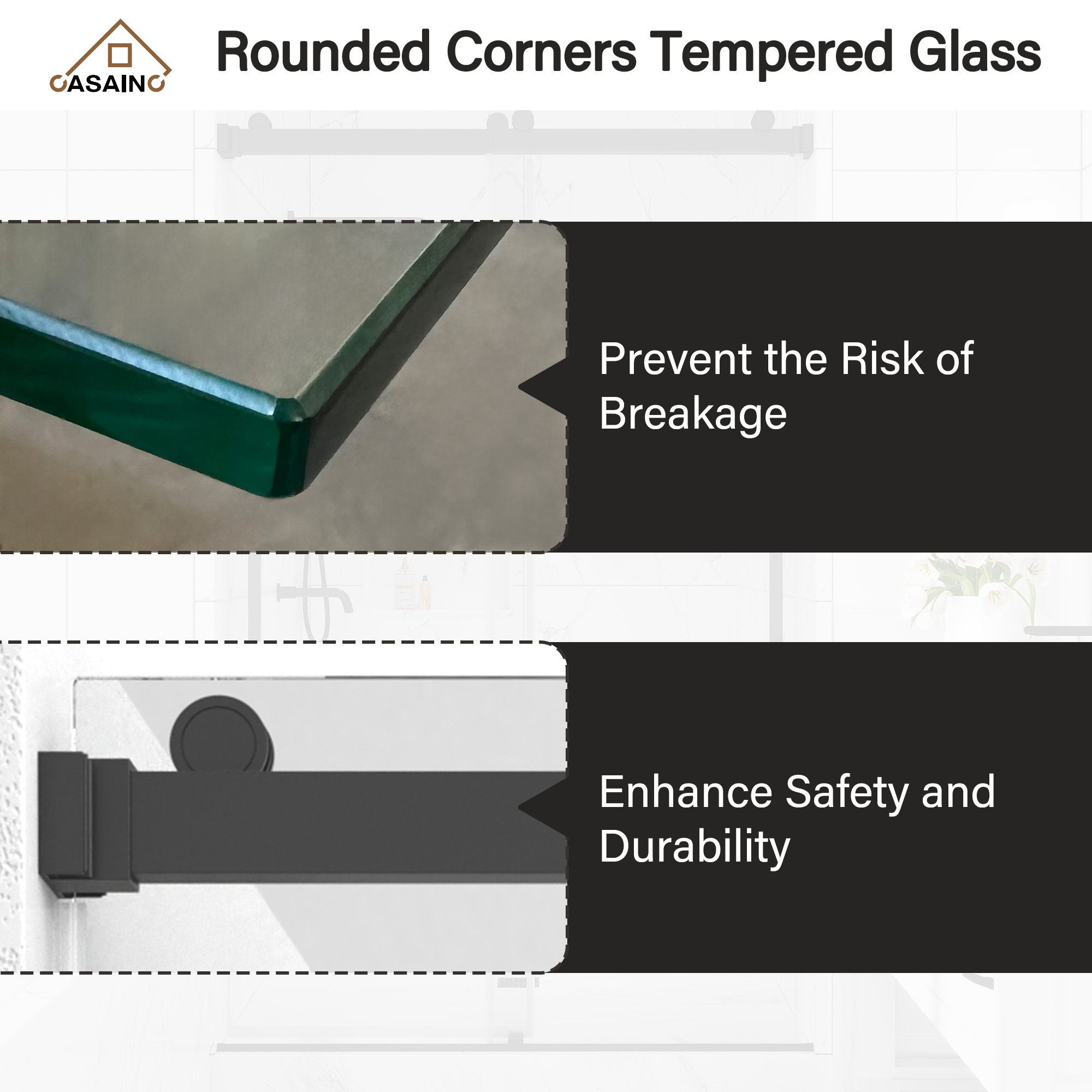 48"x76" Double Sliding Frameless Shower Door in Matte Black/Brushed Nickel/Chrome, Tempered Safety Glass and Reversible Installation