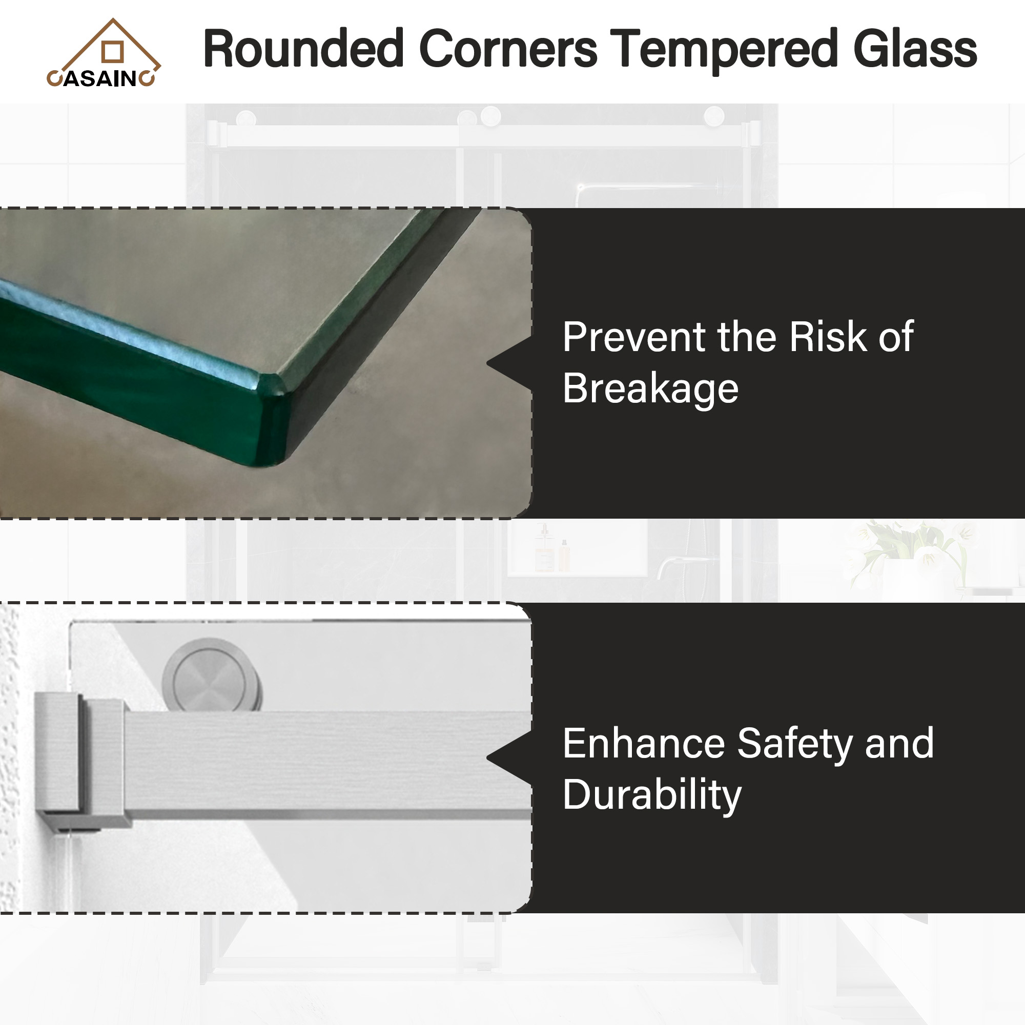 48"x76" Double Sliding Frameless Shower Door in Matte Black/Brushed Nickel/Chrome, Tempered Safety Glass and Reversible Installation