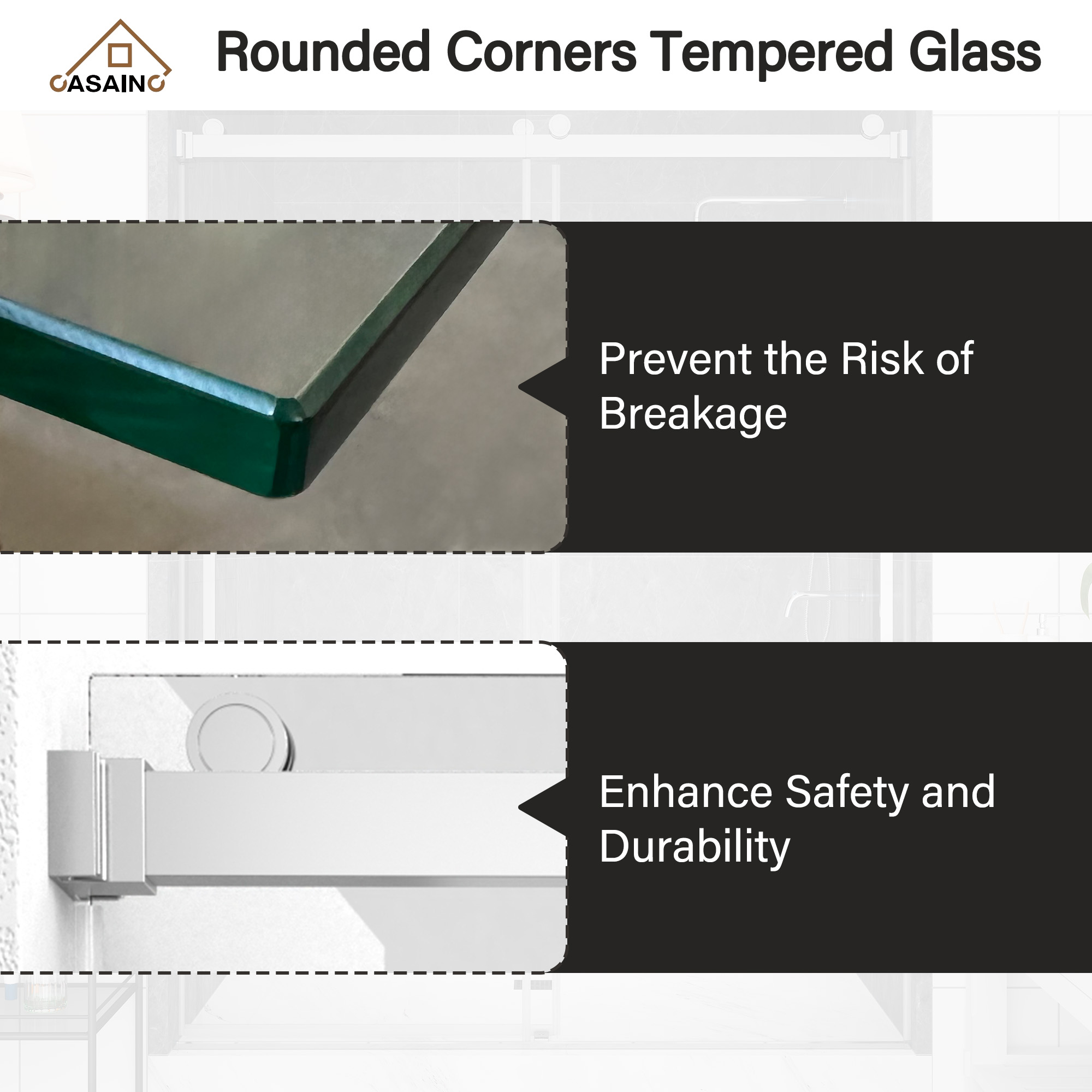 60"x76" Double Sliding Frameless Shower Door in Matte Black/Brushed Nickel/Chrome, Rounded Corners Tempered Glass with SGCC Certification, Reversible Design