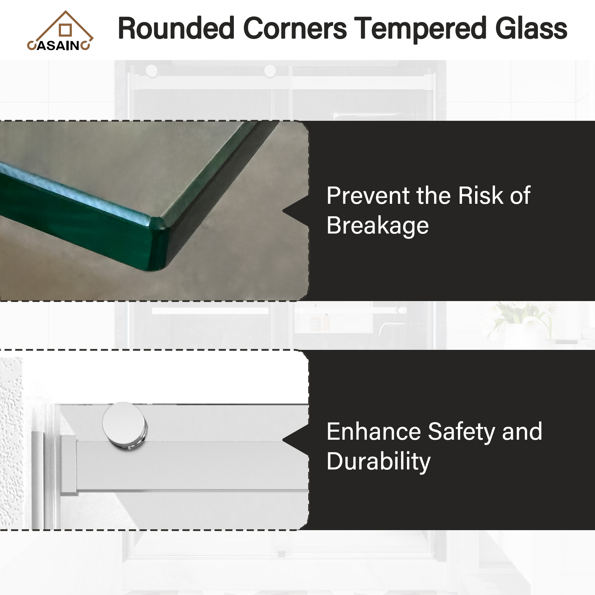 48"x76" Double Frameless Shower Door in Matte Black/Brushed Nickel/Chrome, Sliding Shower Enclosure with Rounded Corners Tempered Glass