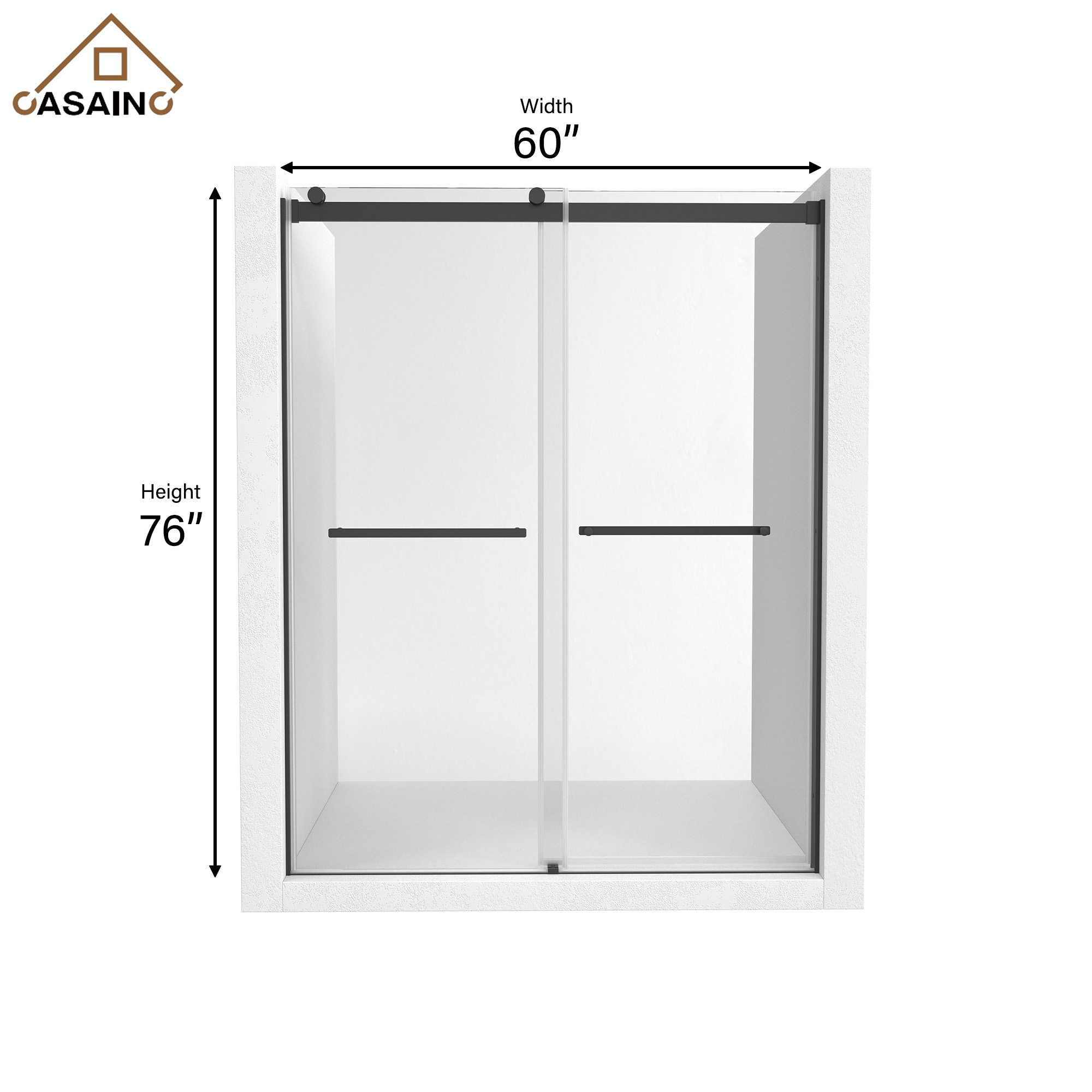 60"x76" Double Sliding Frameless Shower Door in Matte Black/Brushed Nickel/Chrome, 5/16" Thick Tempered Glass Shower Enclosure