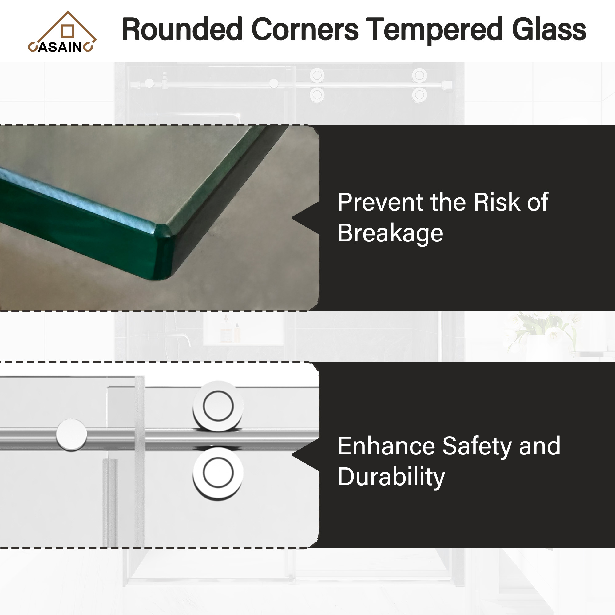 48"x76" Frameless Single Sliding Shower Door in Matte Black/Brushed Nickel/Chrome, Reversible Installation