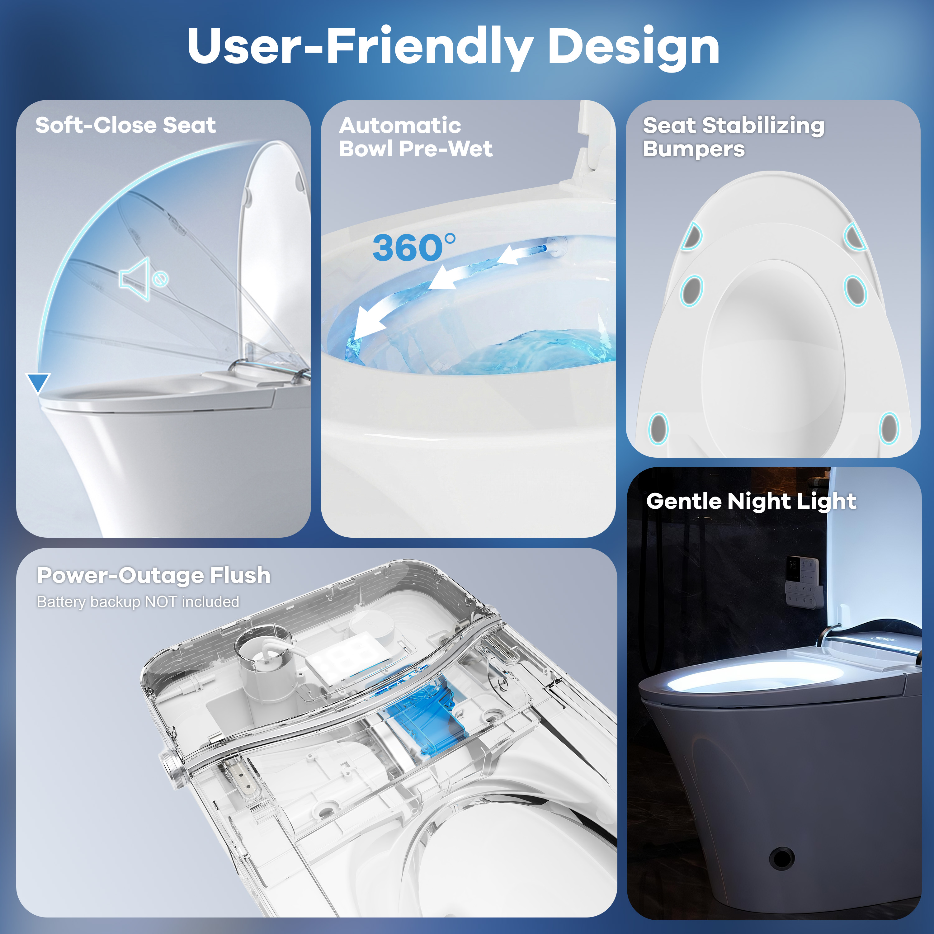 Mordern One-piece Elongated Smart Bidet Toilet with Digital Display, Auto Lid, Heated Seat & Dual Flush