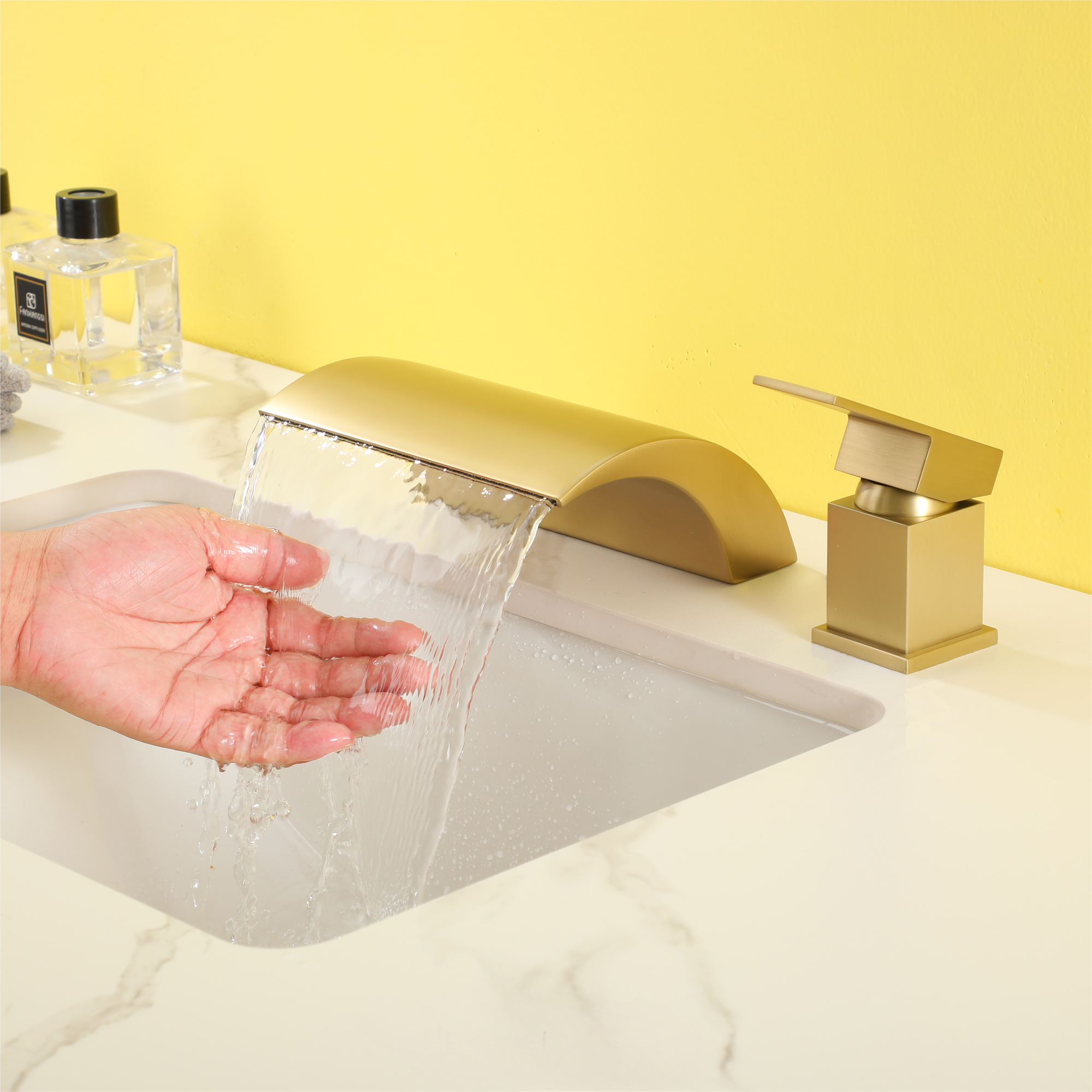 8 in. Brushed Gold Widespread Bathroom Faucet with Single Handle Control