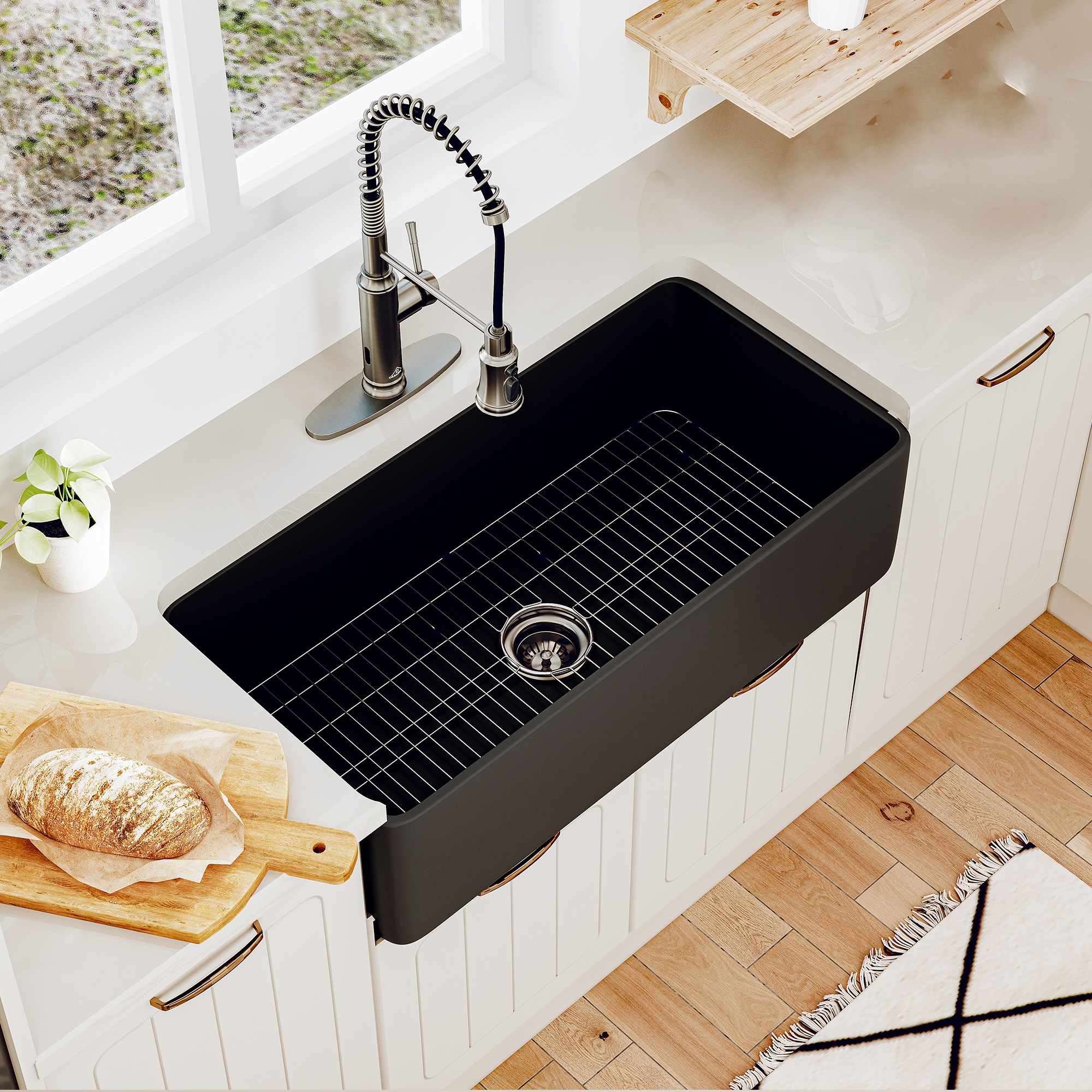 Fireclay 36 in. Single Bowl Farmhouse Kitchen Sink in White Fireclay 36 in. Single Bowl Farmhouse Kitchen Sink in White