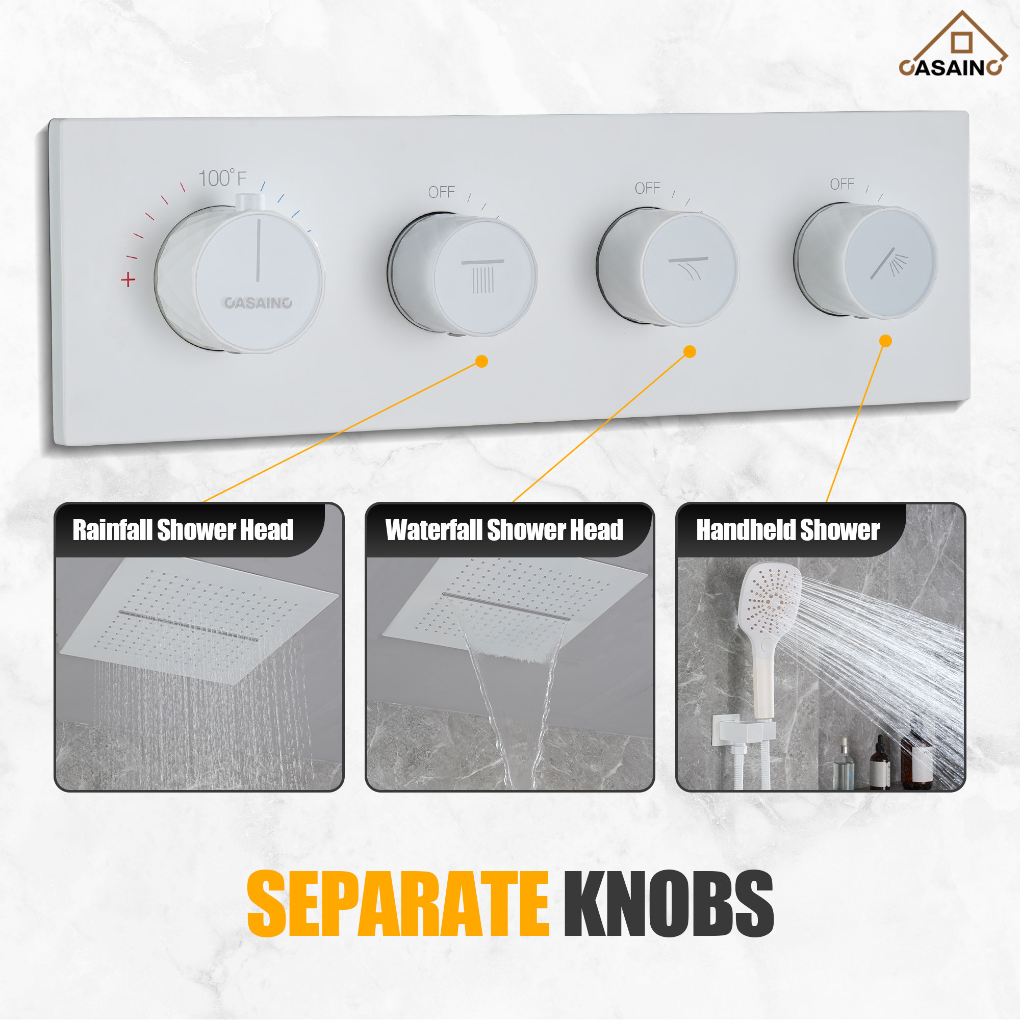 16'' Concealed Multi-Function Shower System 3-Spray Modes Showerhead