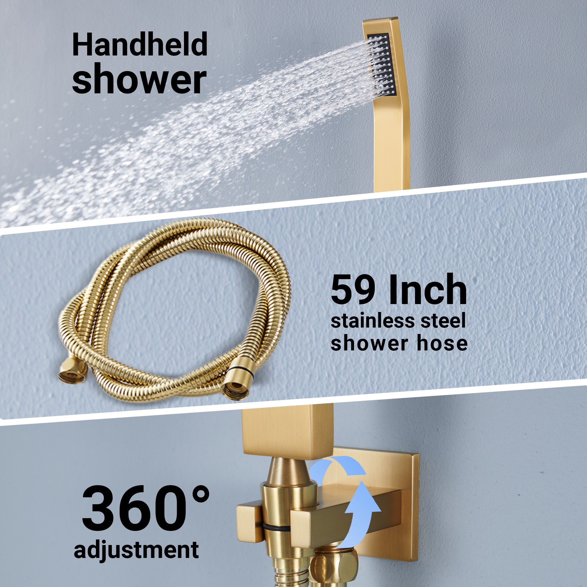 20" Luxury 3-in-1 Shower System with Shower Handheld and Body Jets