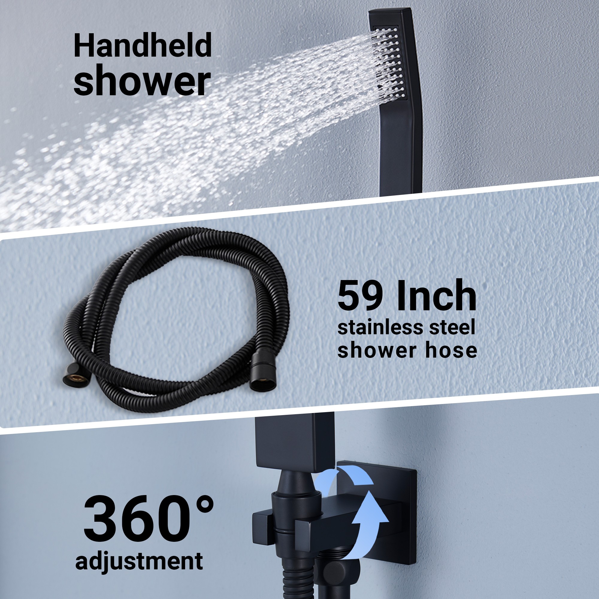 20" Luxury 3-in-1 Shower System with Shower Handheld and Body Jets
