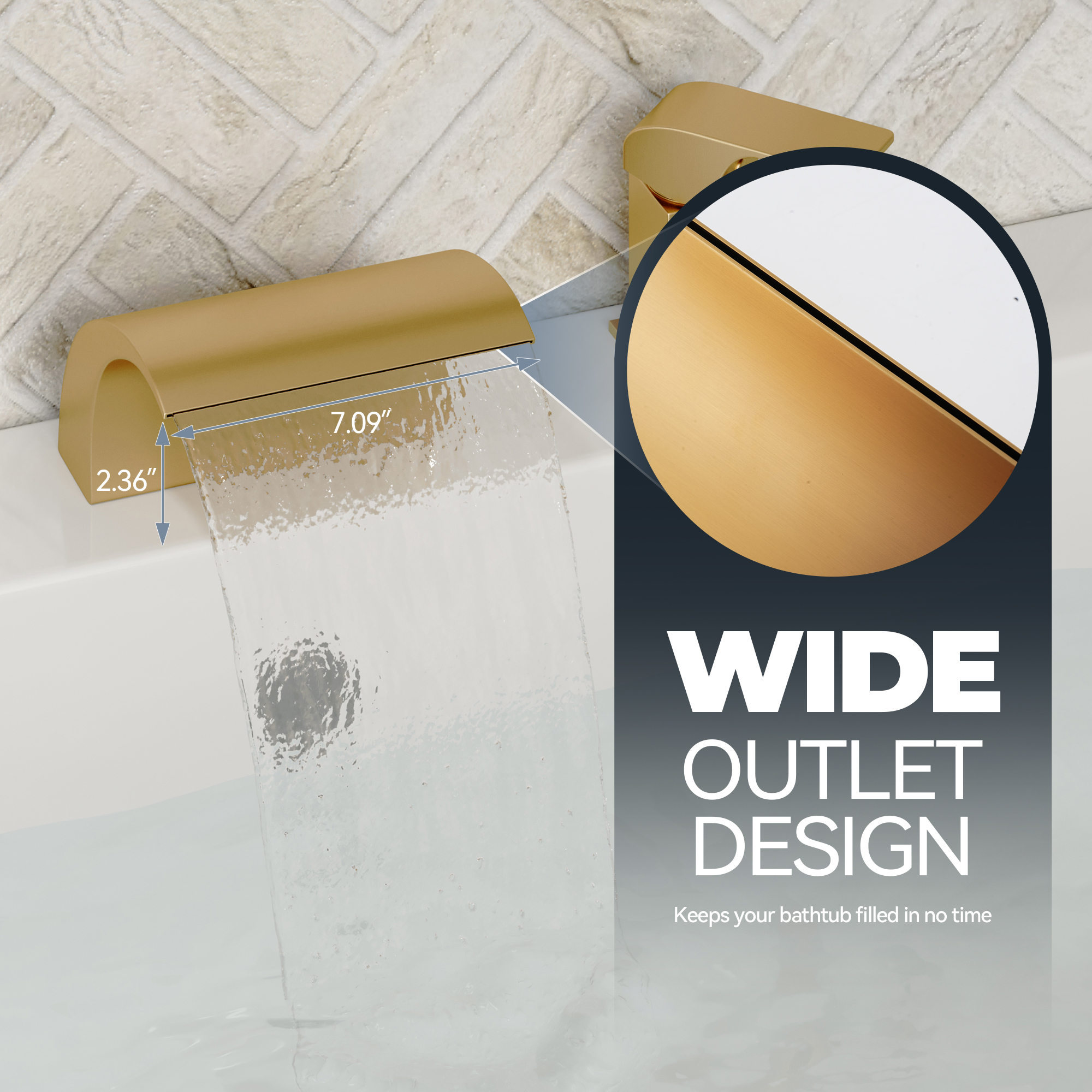 Waterfall Tub Faucet with Handheld Shower Head for Bathtub