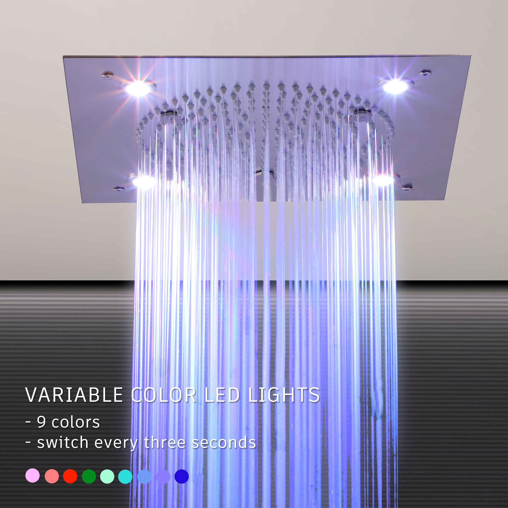 12.59" Flush-Mounted 3-Function Shower System with LED Lights