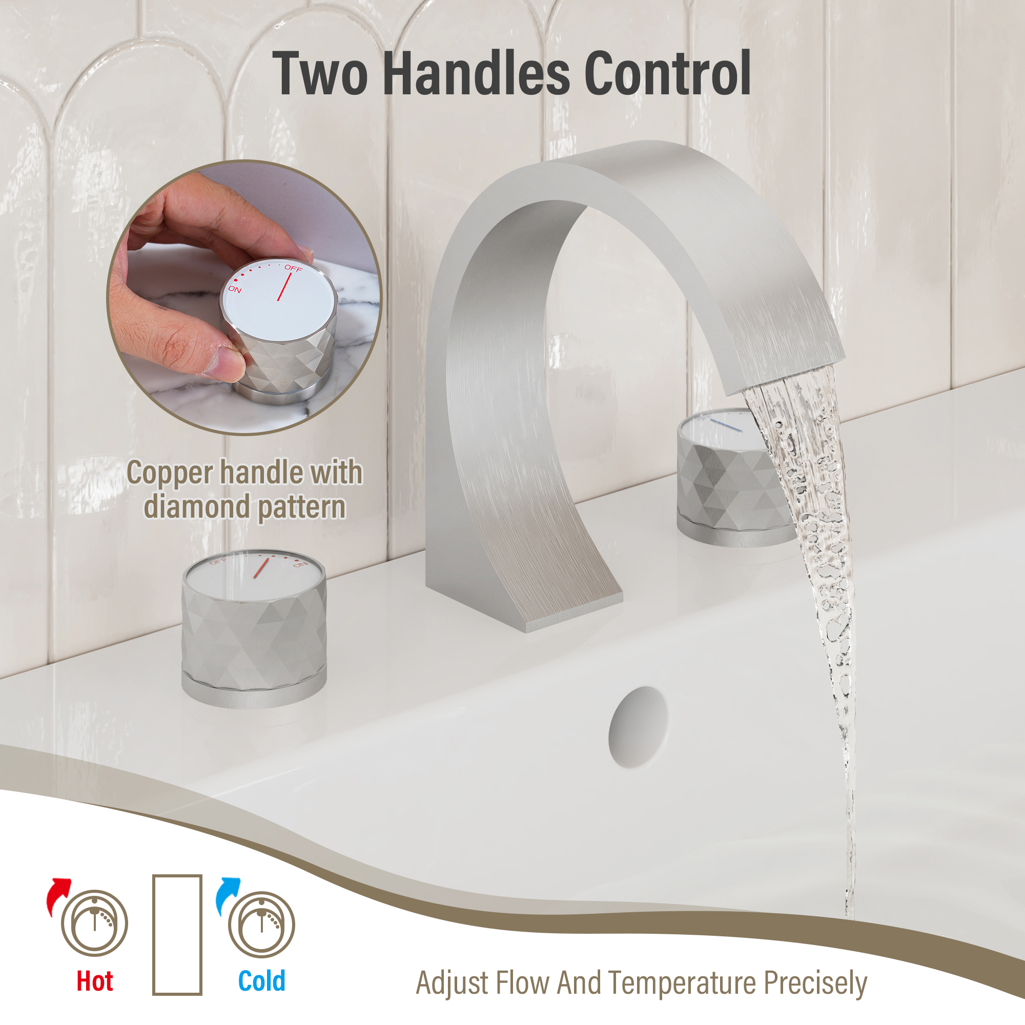 Modern Design 2-Handle Centerset Bathroom Faucet with Pop-up Drain