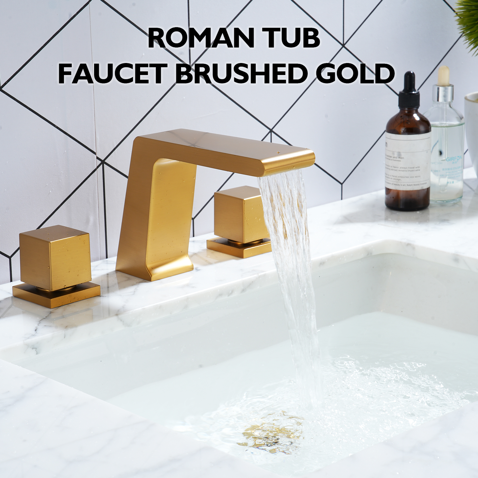 3-Hole Deck-Mounted Waterfall Basin Faucet Bathroom Sink Faucet