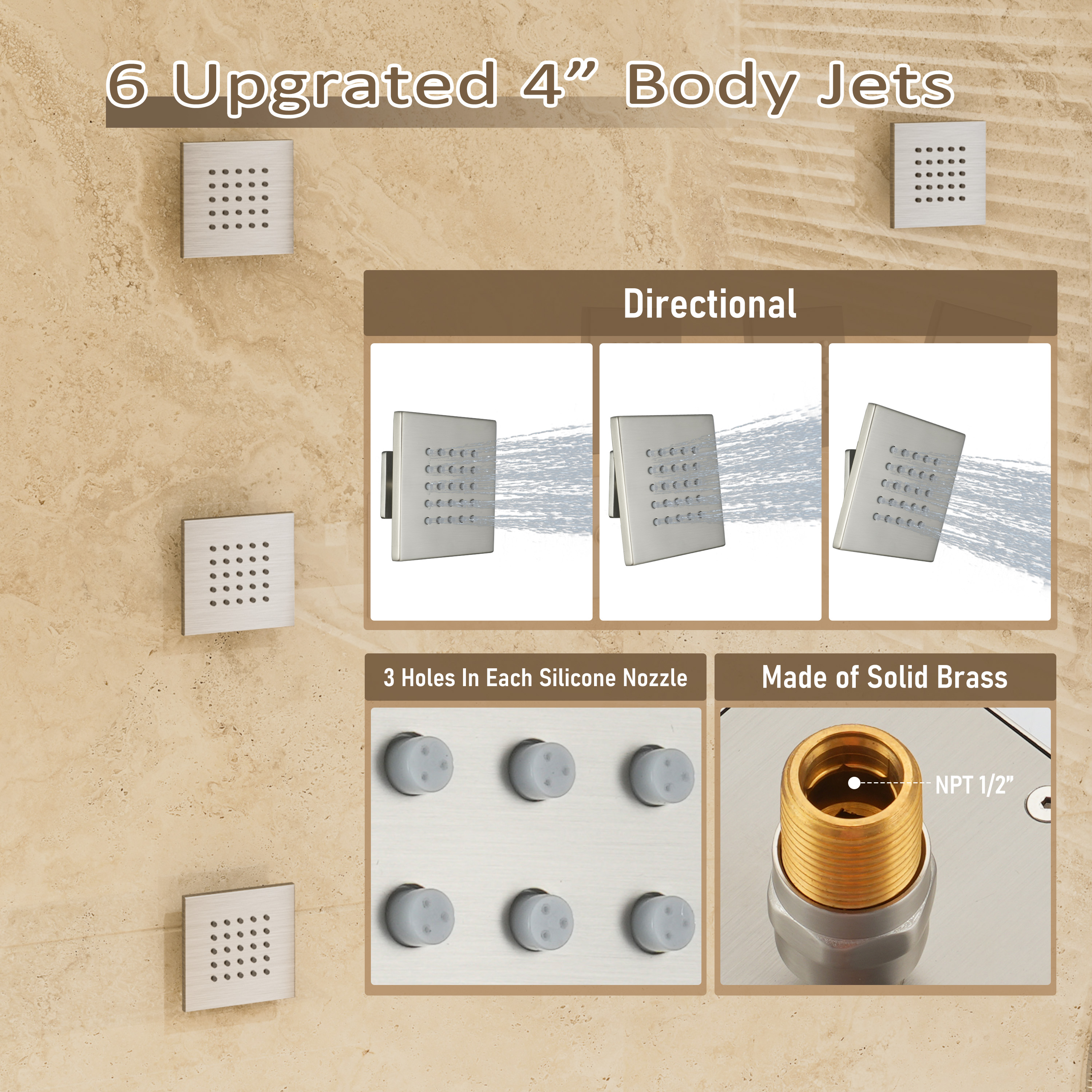 20*14 inch 5-Function Luxury Shower System with LED Lights and Slide Bar