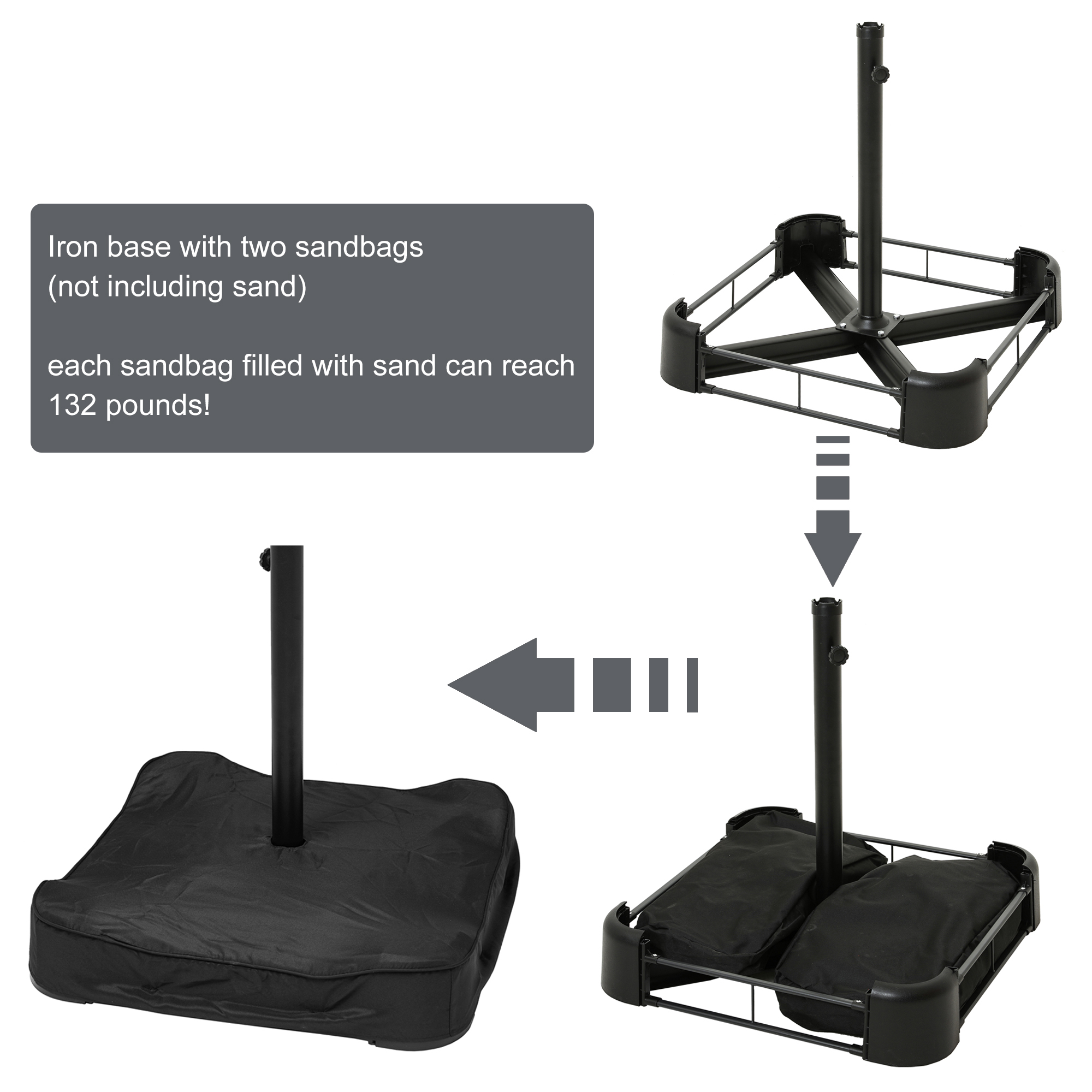 15ft Patio Steel Rectangular Double-Sided Market Umbrella With Base, Classic Design or Solar LED Lights Options,UV Sun Protection & Easy Crank for Deck Pool Patio.